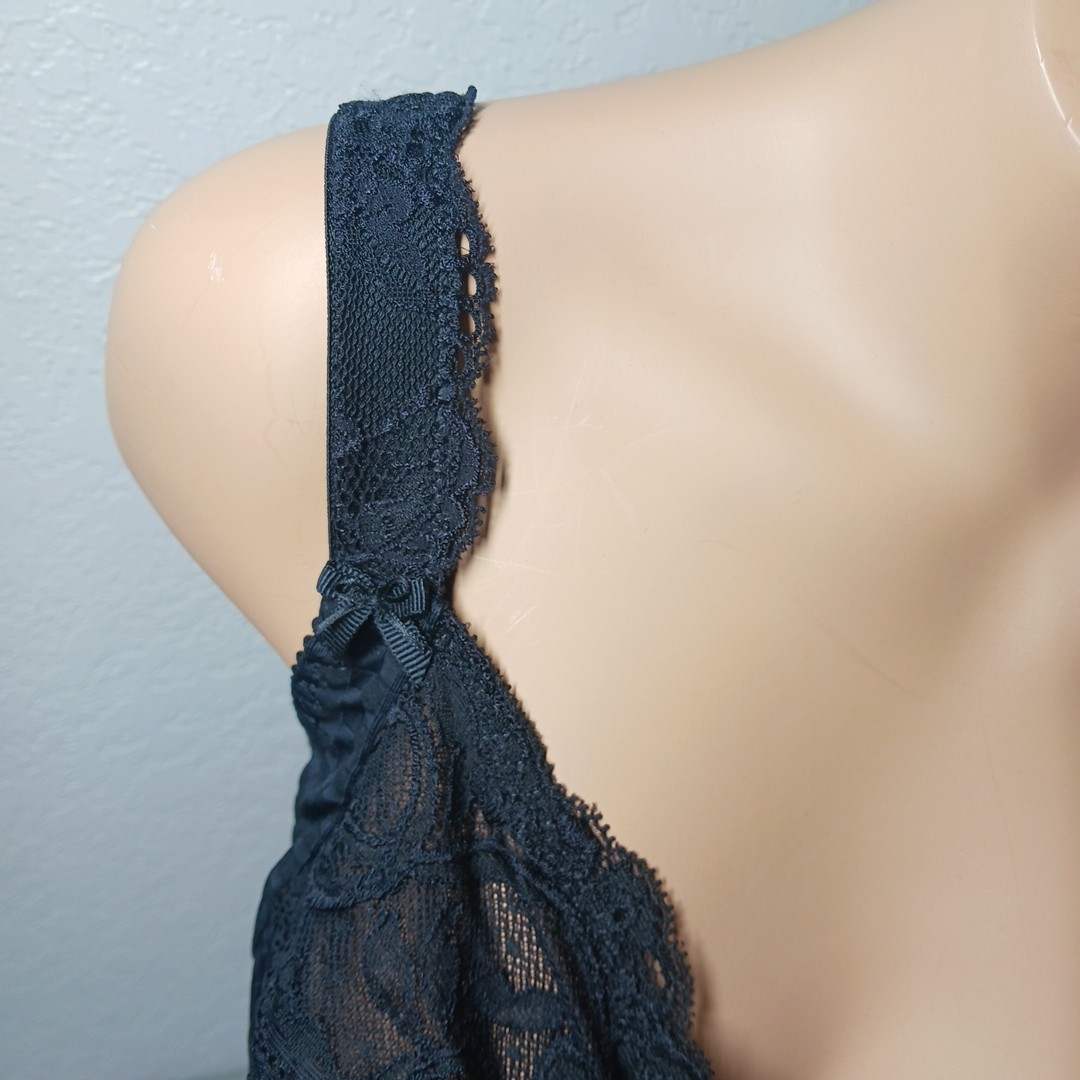 NWT Prima Donna Madison Side Support Wire Bra Unpadded Black 32H Floral Lace