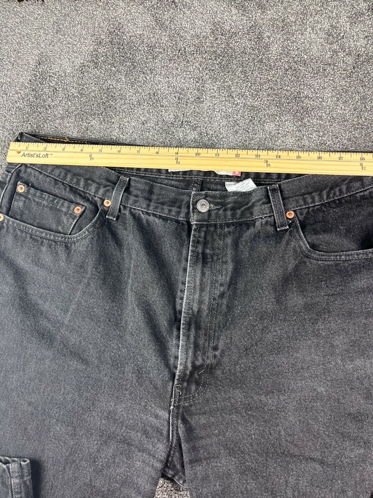 Levis 505 Regular Fit Mens Jeans W42 L30 Black Denim