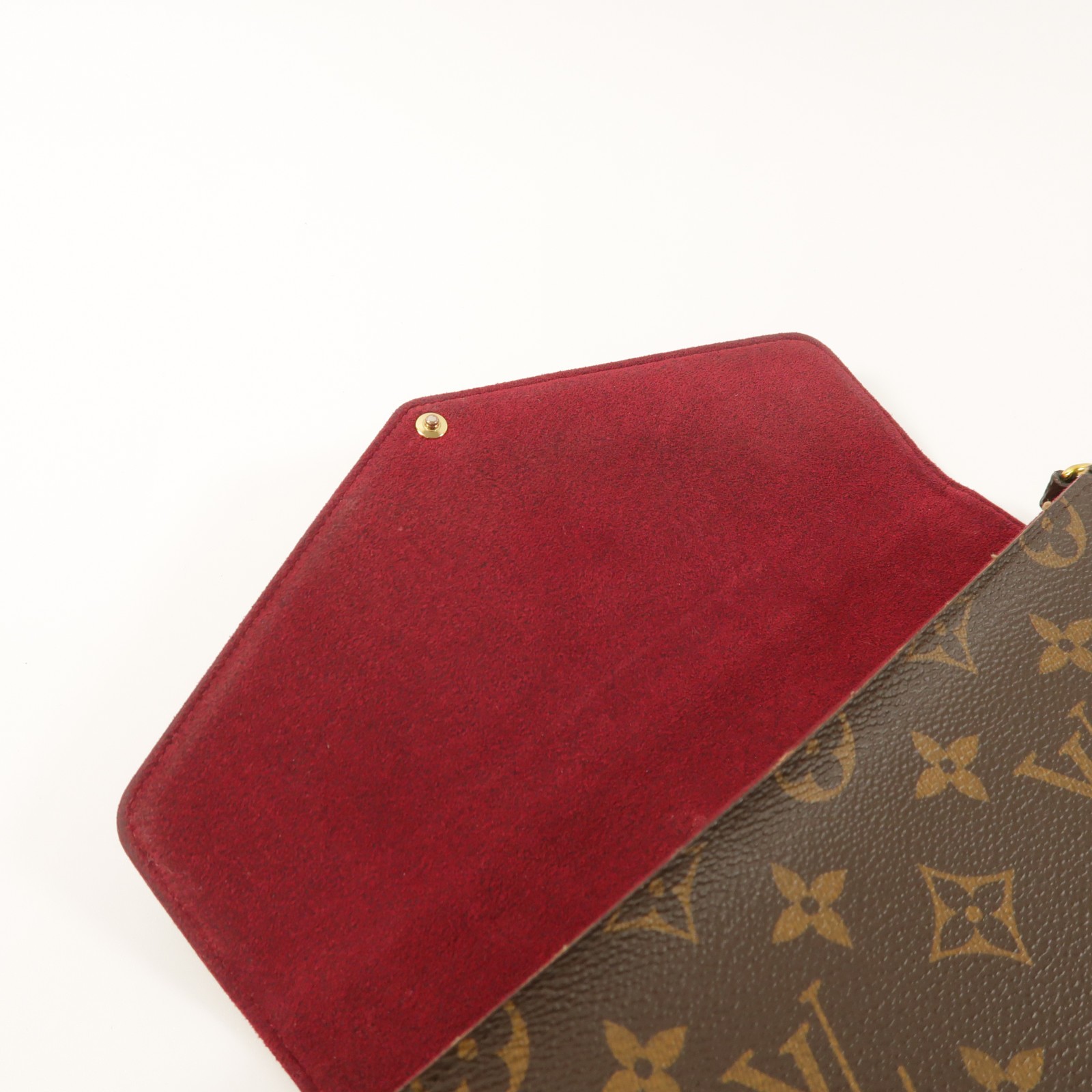 LOUIS VUITTON GHW Felicie Pochette Chain Shoulder Bag M81896 Monogram Brown Red