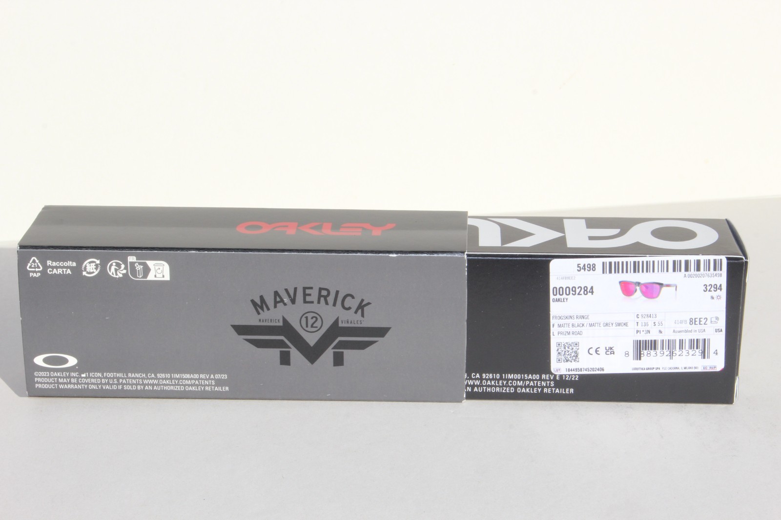 OAKLEY Frogskins Range Sunglasses MAVERICK Black/Smoke/Prizm Road OO9284-13 NEW