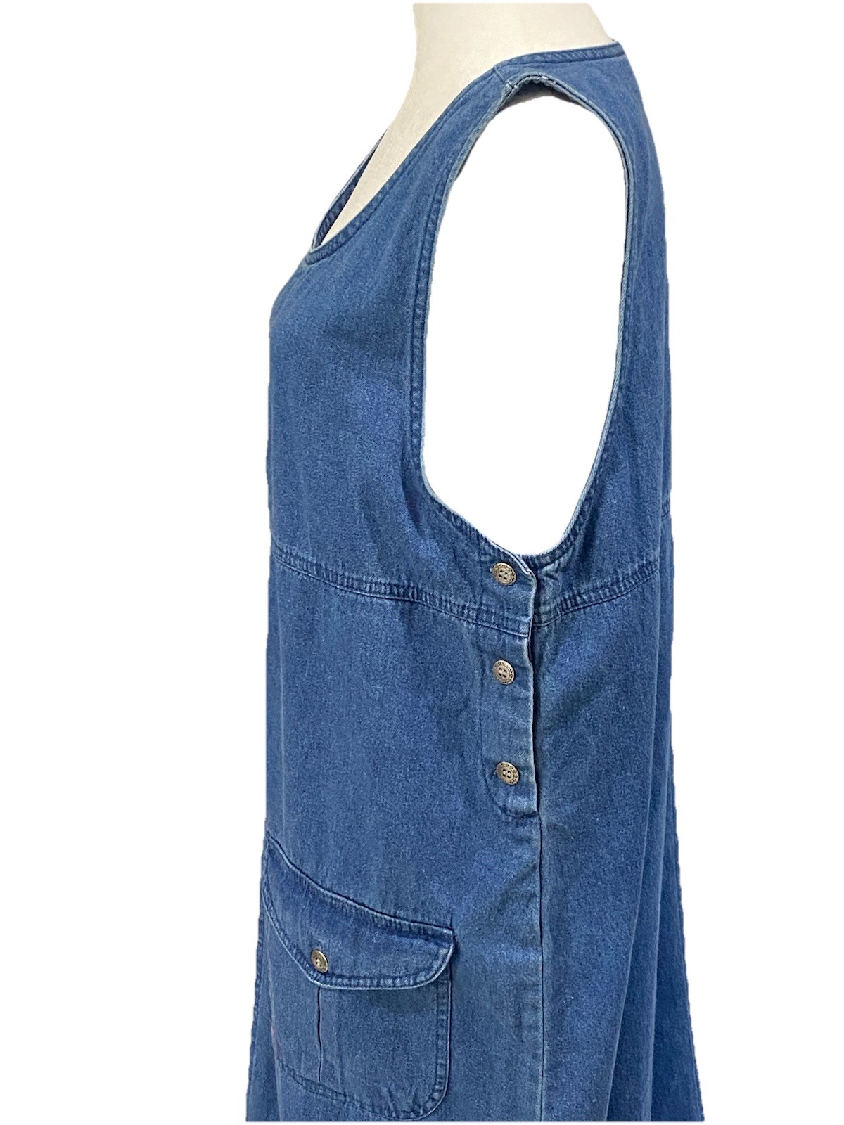Blue J denim Ladie’s L dress jumper midi side buttons pockets