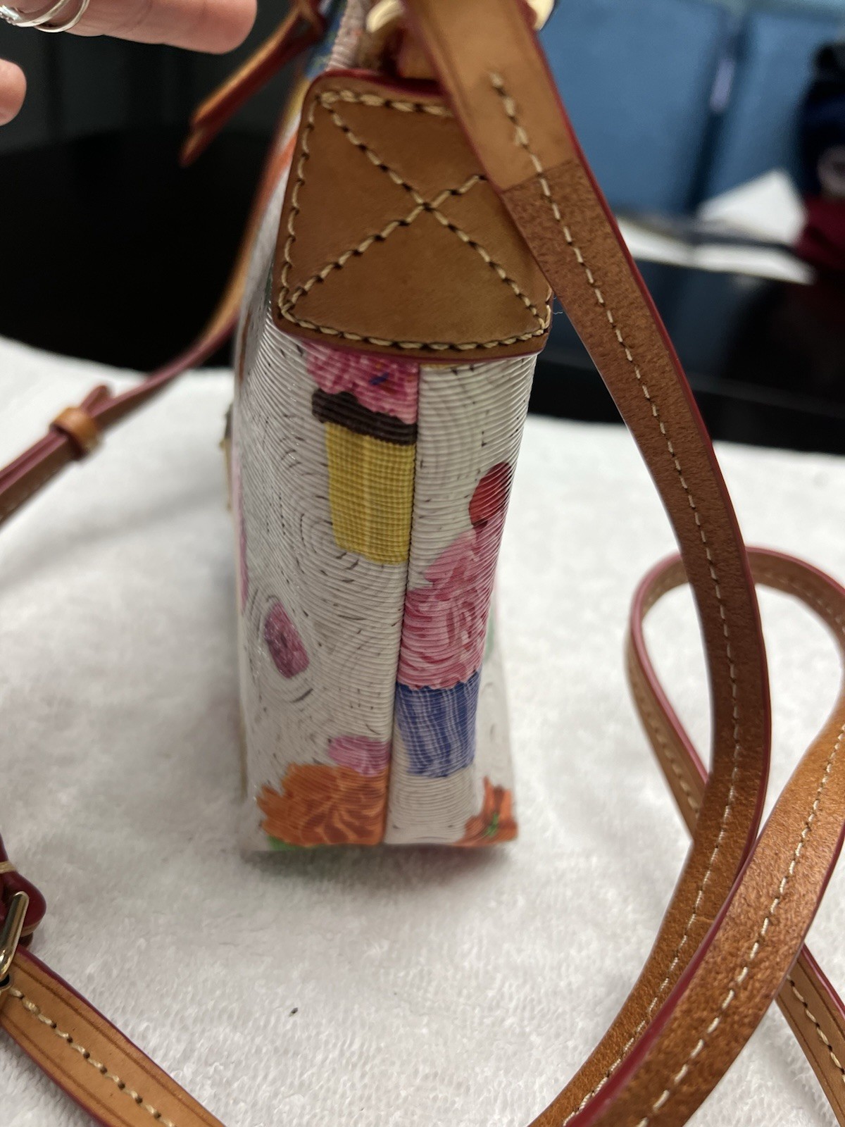 Dooney & Bourke Cupcake Print Bag White Coated Canvas Leather Trim Retired