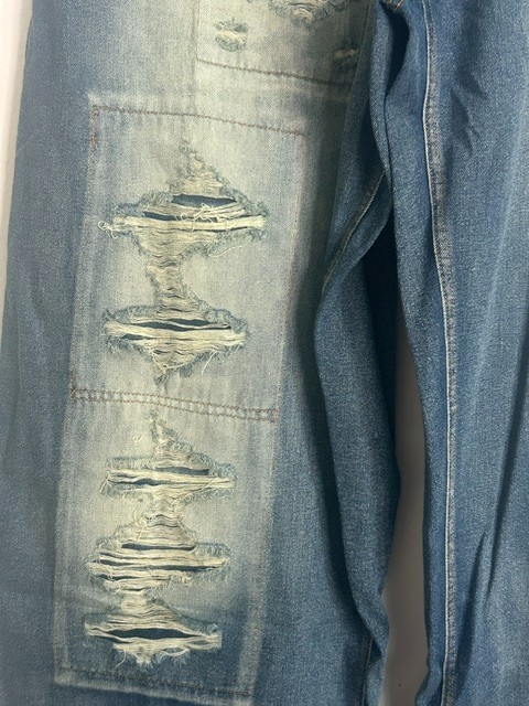 A Rare Bird Women Distressed Patchwork Grunge Elastic Waist Denim Jeans NWT