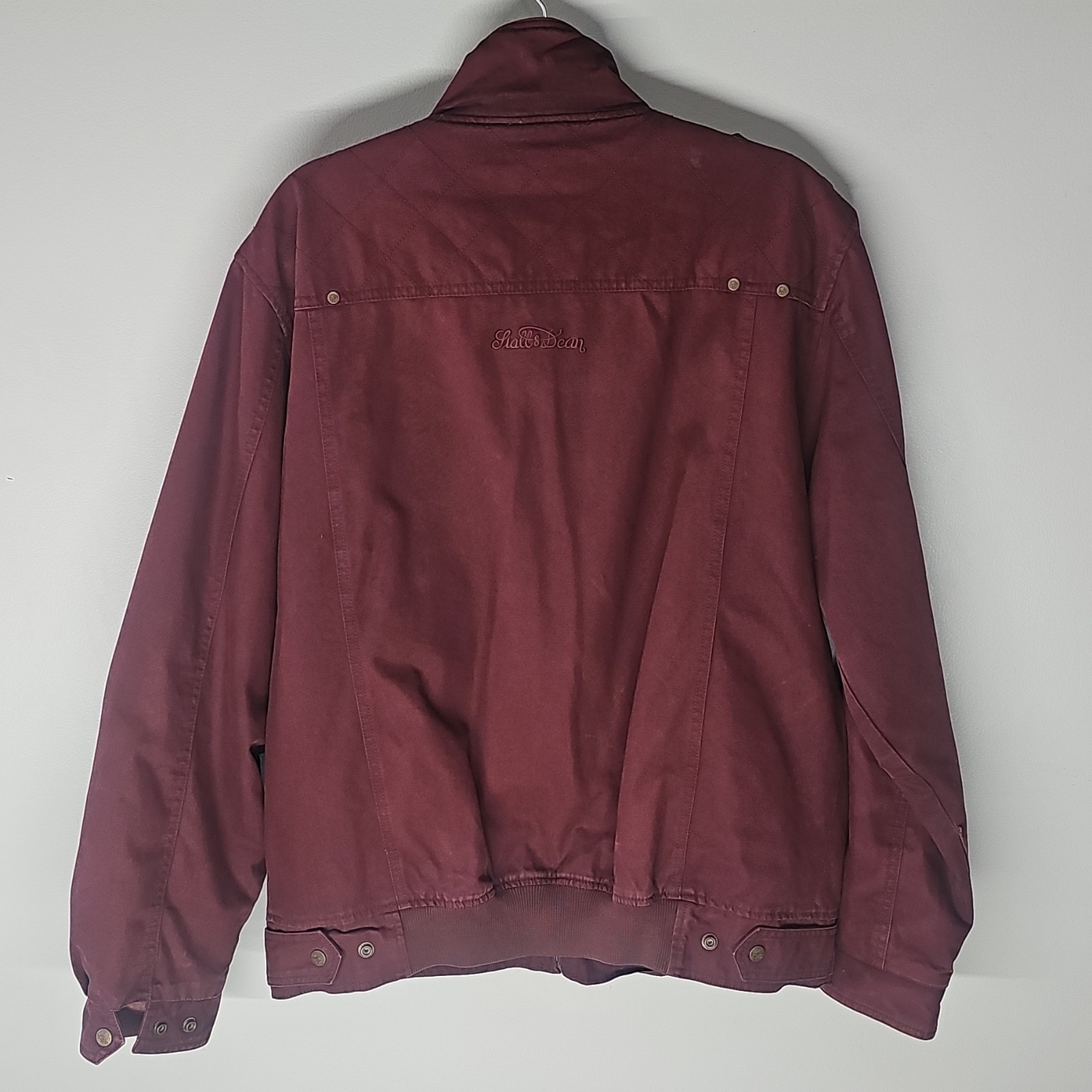 ​Vintage Stall & Dean Men’s Jacket XL Maroon Cotton Full Zip Logo Outerwear