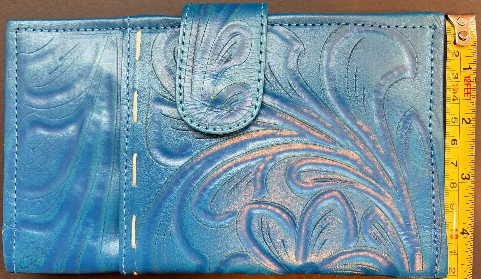 Ladies Blue Tooled Leather Wallet (NWT) Paraguay