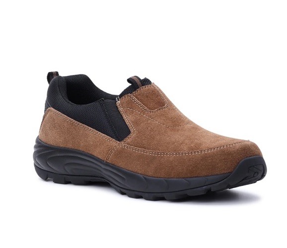 George Rugged Moc Brown Suede Slip On Shoes Men’s 8 Memory Foam Genuine Leather