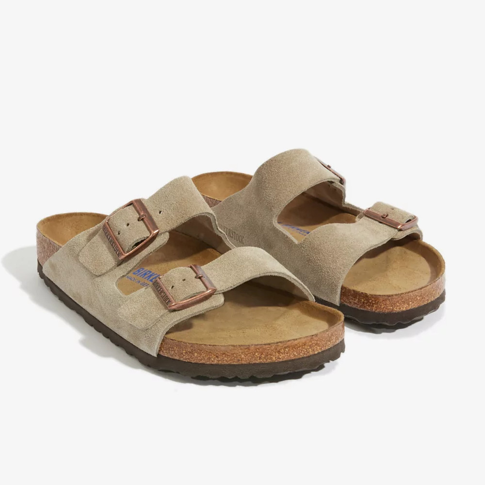 Birkenstock Arizona Suede Taupe Soft Footbed Sandals Men’s Shoes Regular/Wide