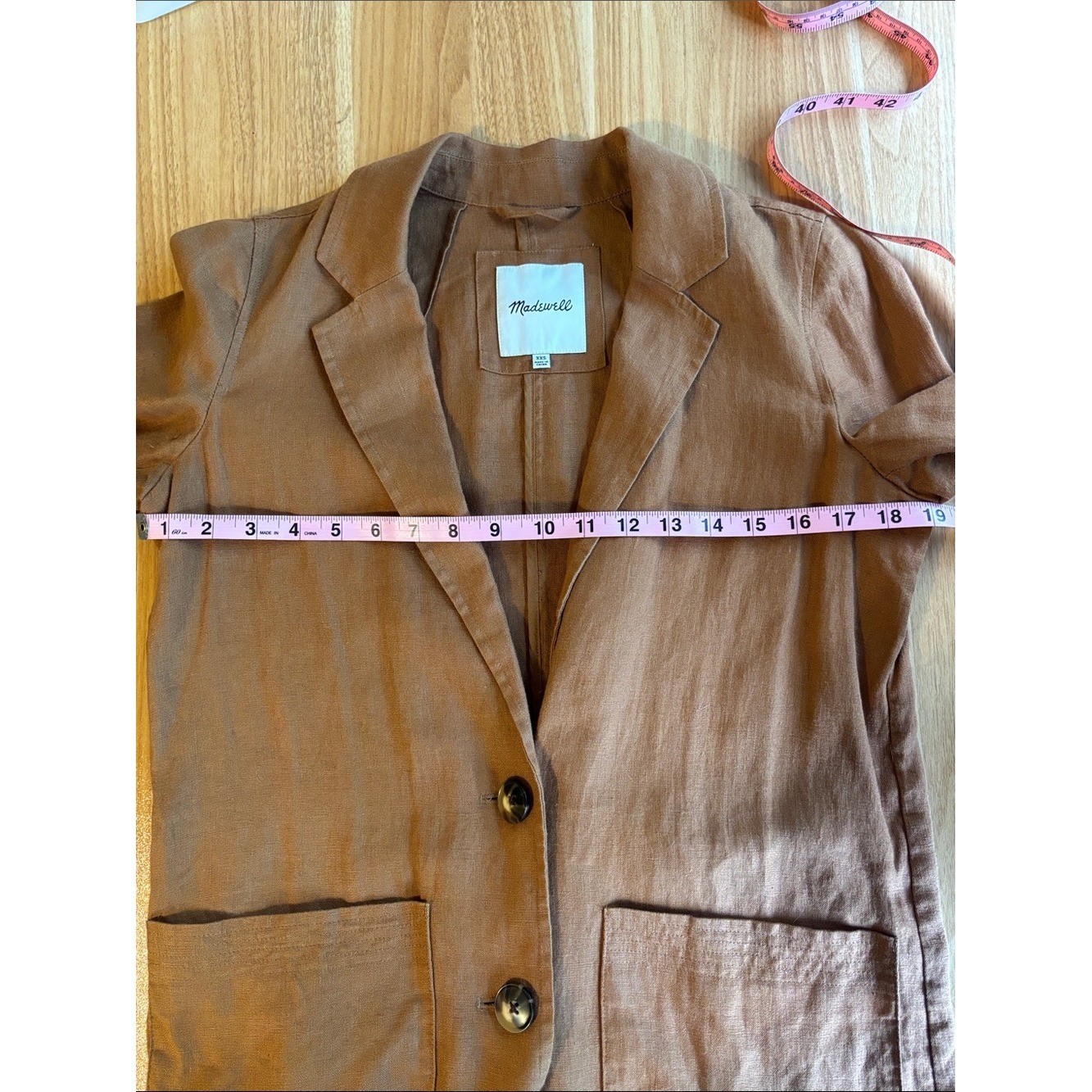 Madewell Linen Dorset Blazer Rust-Toned Brown Lightweight Minimal XXS