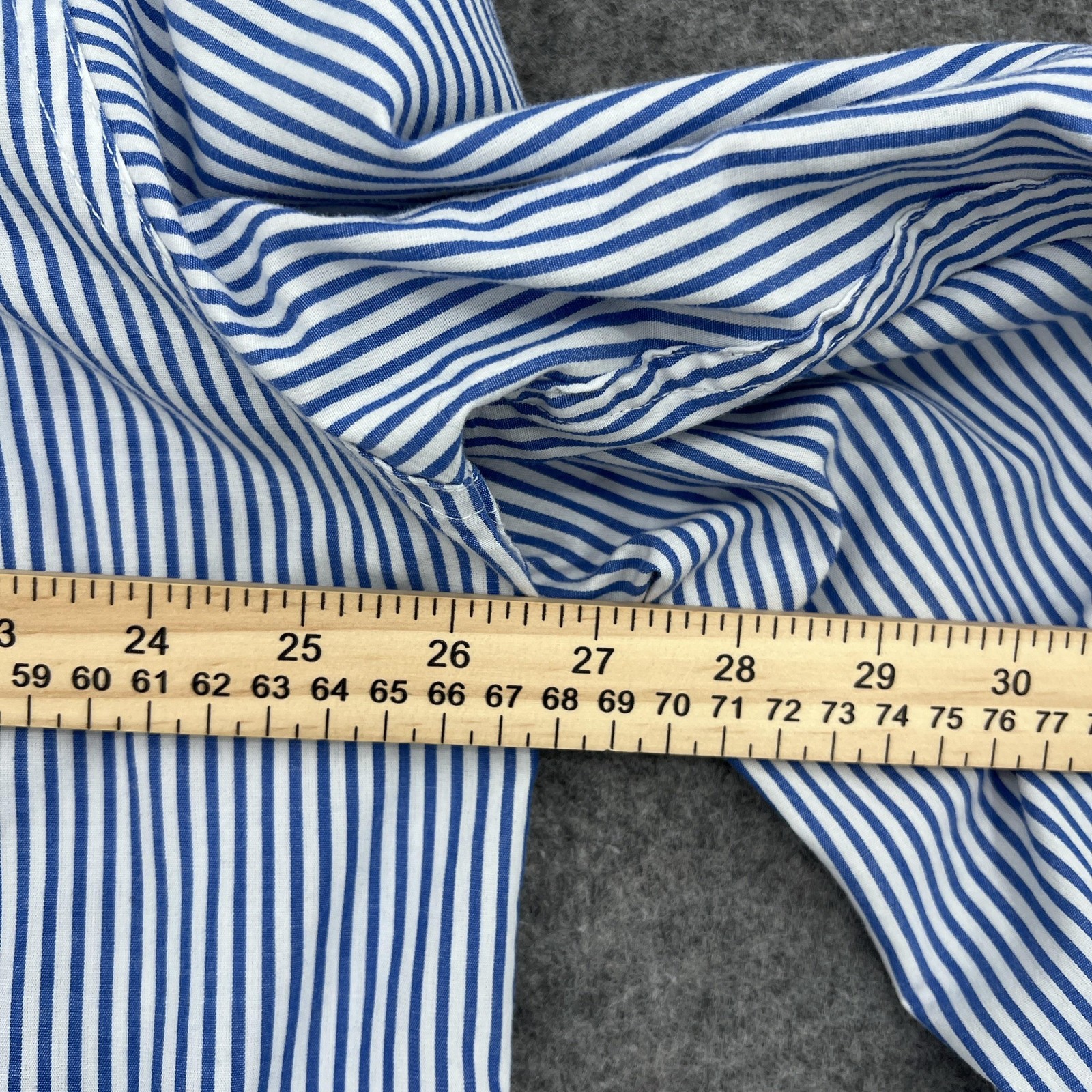 Chaps Button Down Shirt Mens XL Blue Striped Long Sleeve Embroidered Pocket