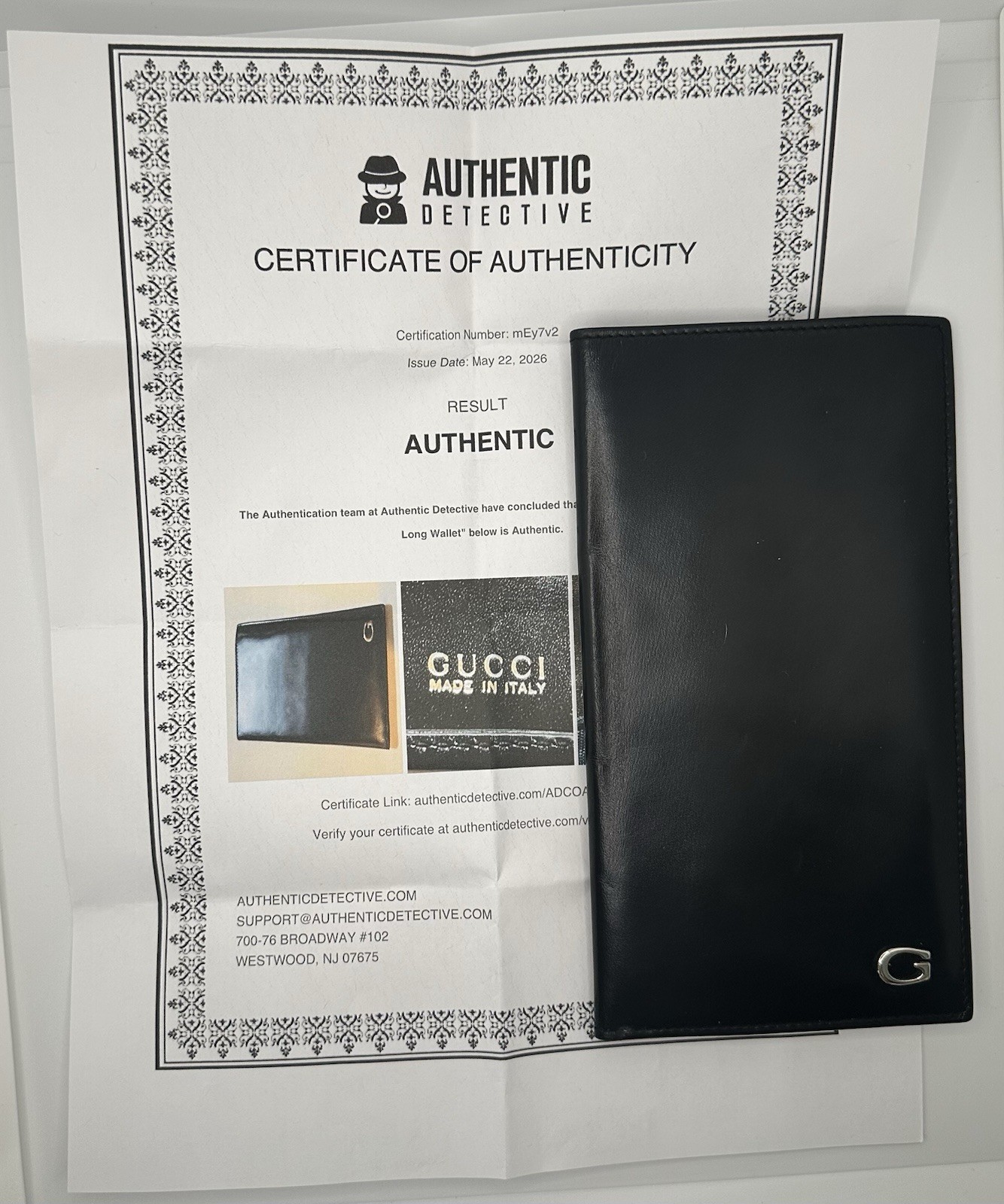 Gucci Black Long Wallet Solid Logo Credit Card Slots Men’s Made in Italy