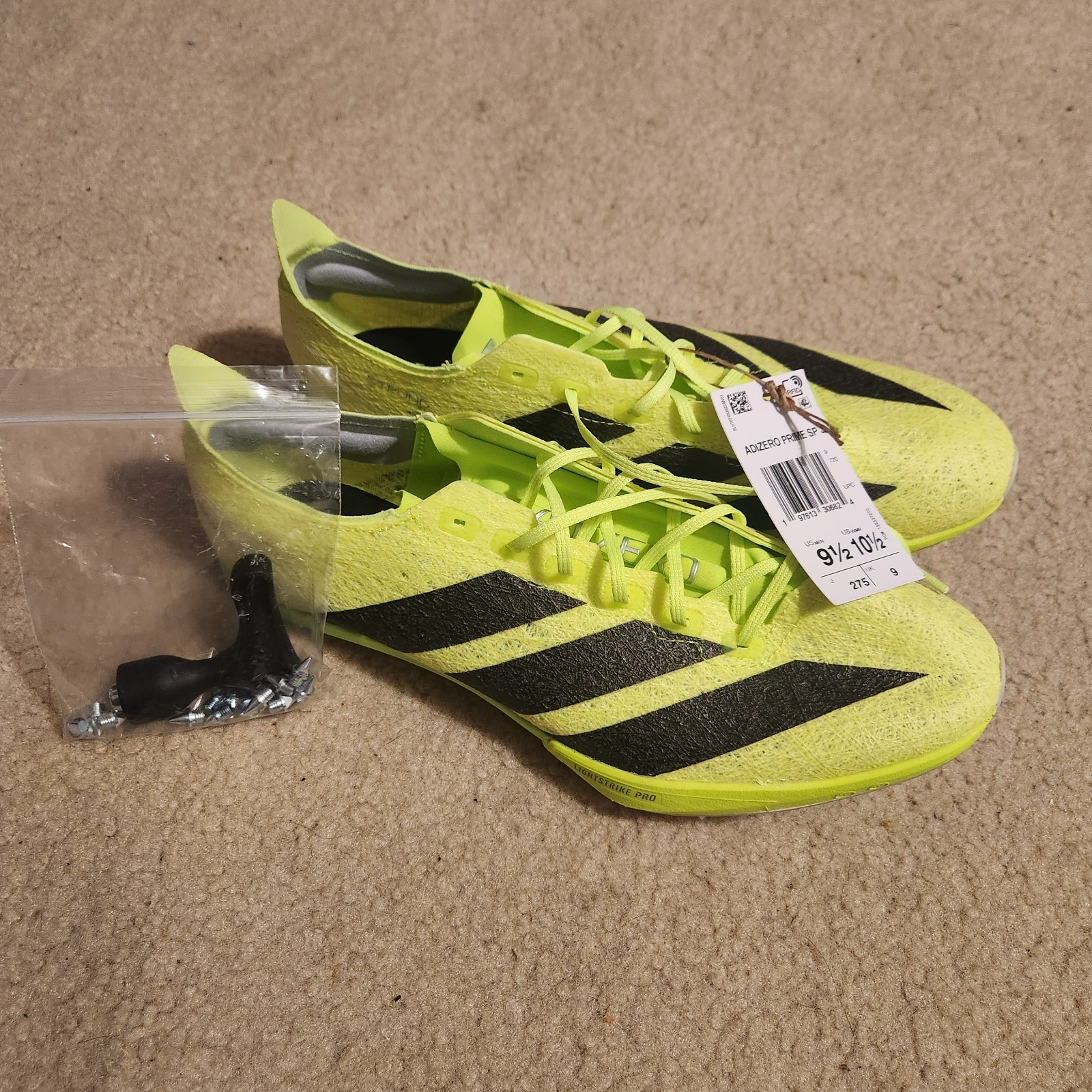 adidas Mens Cleats Size 9.5 Adizero Prime SP 3 Strung Lucid Lemon Black IH5800