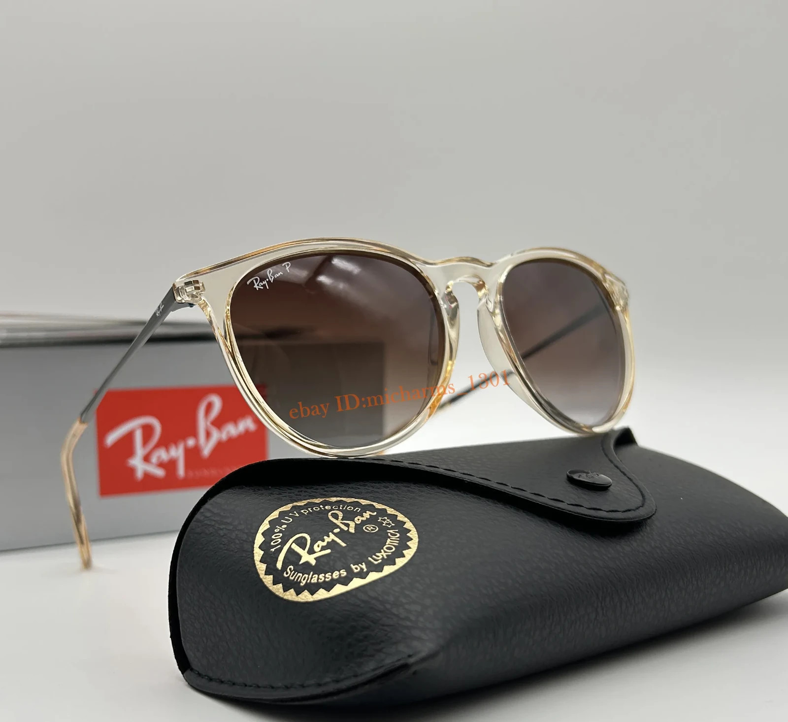 Ray-Ban Erika RB4171 6514/13 Transparent Brown Gradient Polarized Sunglasses 54