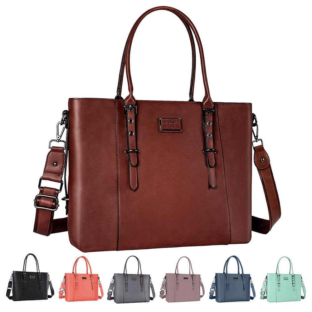 PU Leather Laptop Tote Bag 13.3 15 16 17 17.3 inch for Women Messenger Handbag