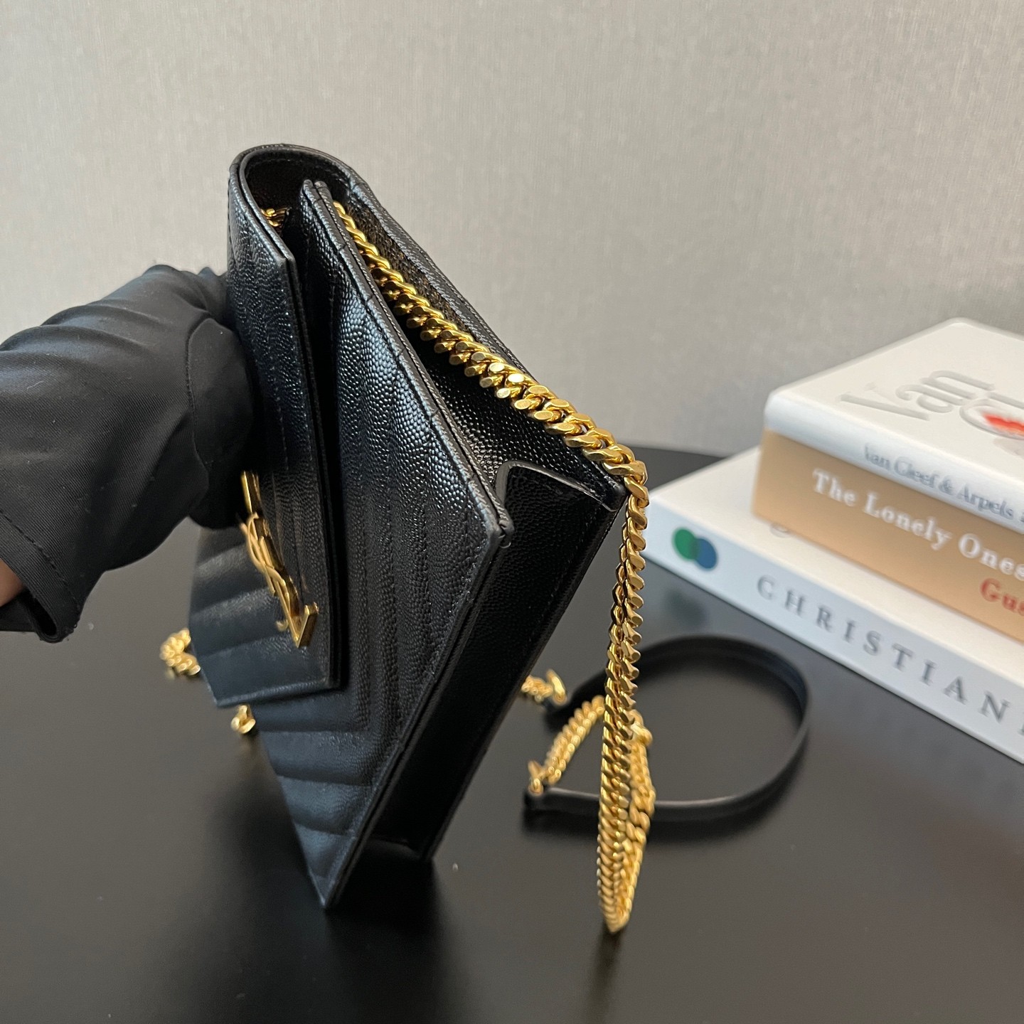YSL Monogram Envelope WOC Small Black Caviar Calfskin Crossbody US Ship