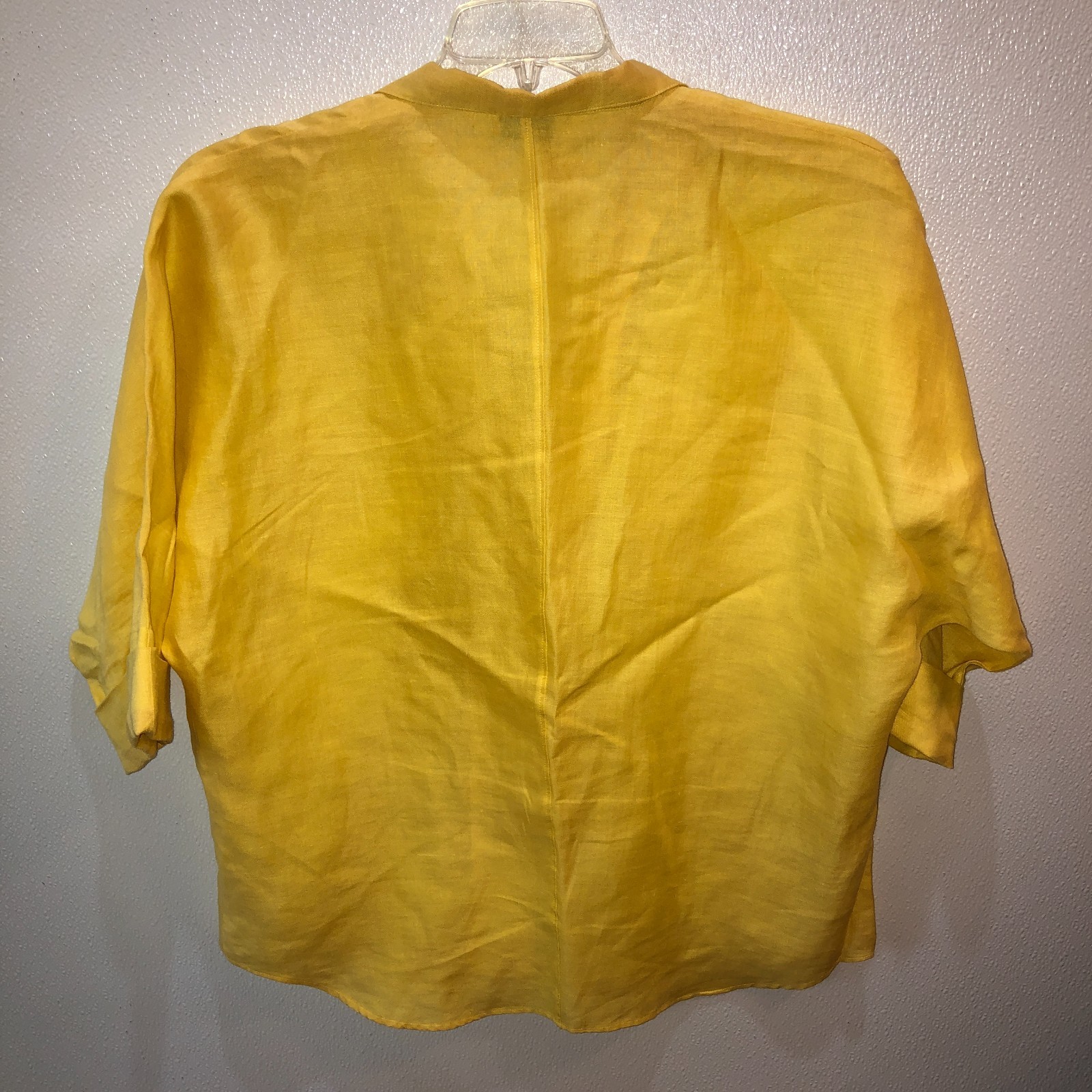 Vintage Daniel Caron Womens Size 12 100% Ramie Yellow 3/4 Sleeve Shirt Top