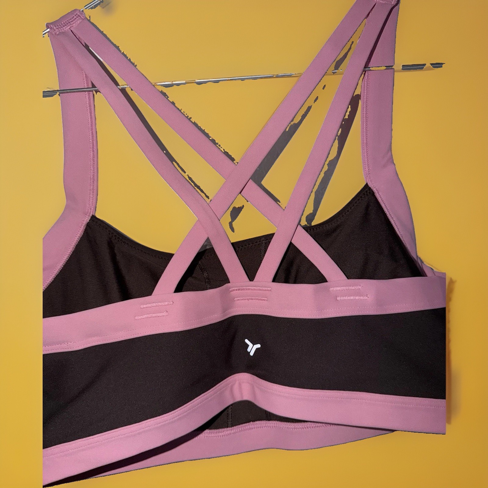 Women’s Pink Brown Strappy Sports Bra Workout Activewear Size Medium