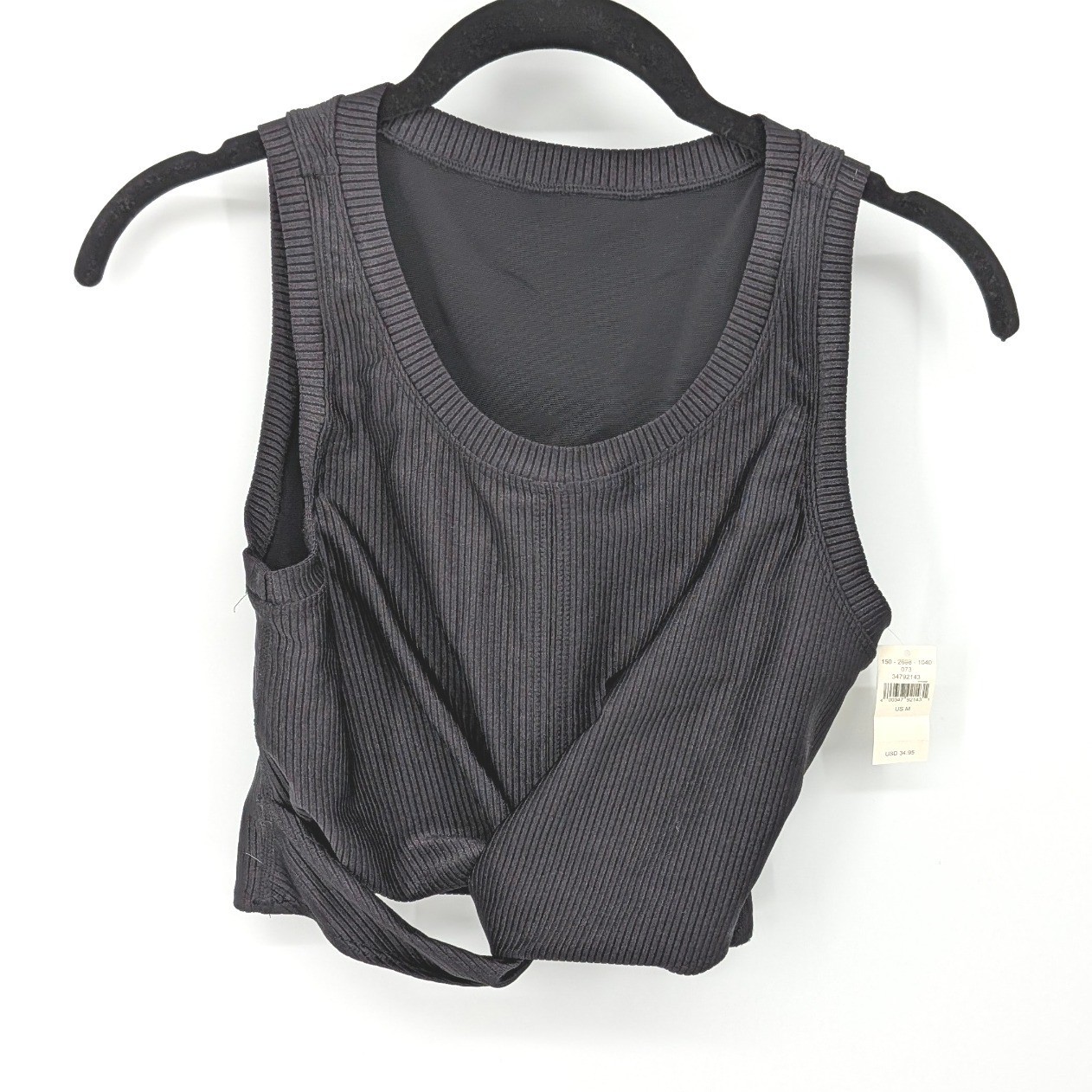 OFFLINE by Aerie Ribbed Crop Top Womens Medium Black Athletic Stretch Athleisure