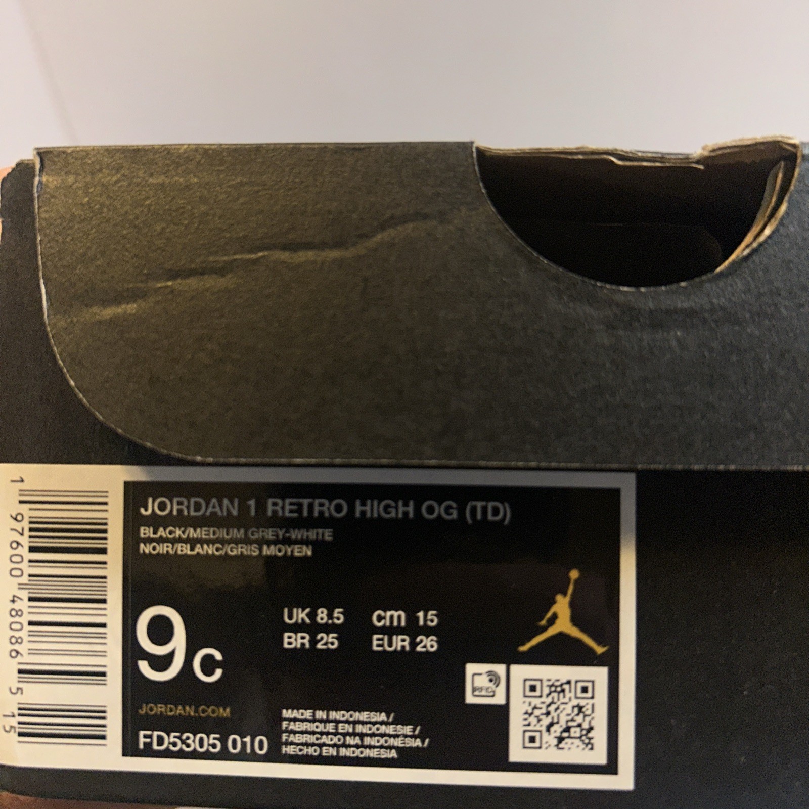 Jordan 1 Retro High OG (TD) Size 9c Brand New With Box