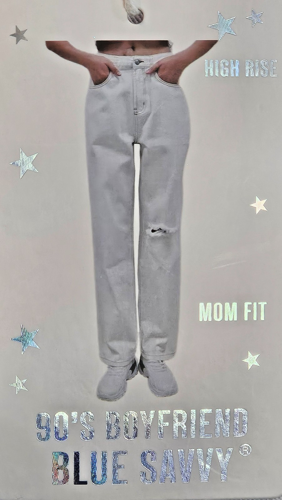 Jeans White 90’s Boyfriend Mom Fit High Rise 100% Cotton Women’s 7 By Blue Savvy