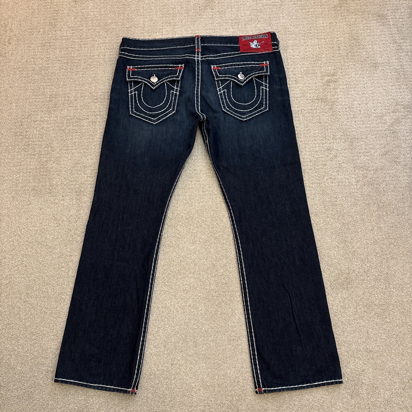 True Religion Ricky Super T Jeans Men’s Size 42/36 Made in USA Thick Stitch Red