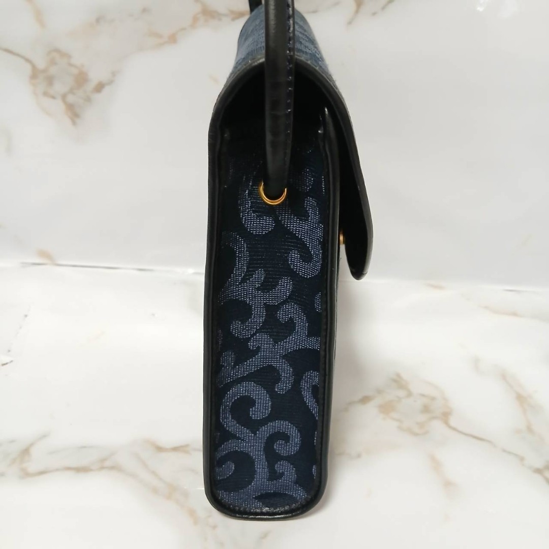 Yves Saint Laurent Shoulder Bag Navy Heart fittings Arabesque W:9.1 × H:7.9 in.