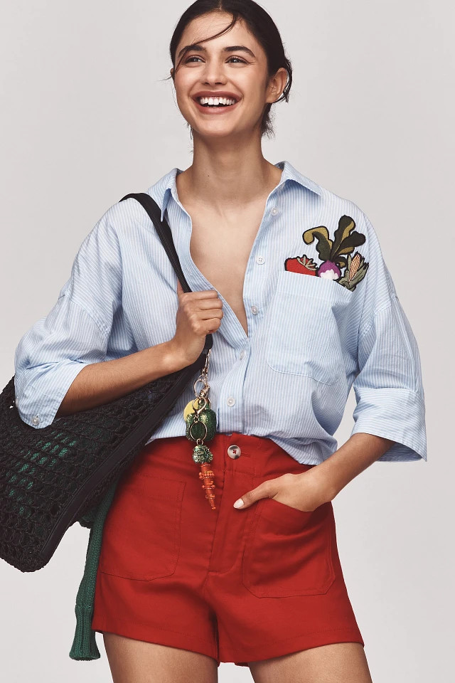 Anthropologie Maeve Mabel Veggie Pocket Buttondown Shirt Large NWT