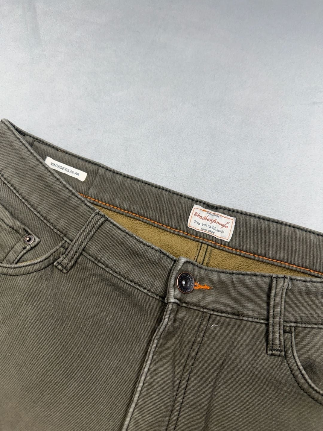 Original Weatherproof Vintage Fleece Lined Regular Fit Pants Olive Green