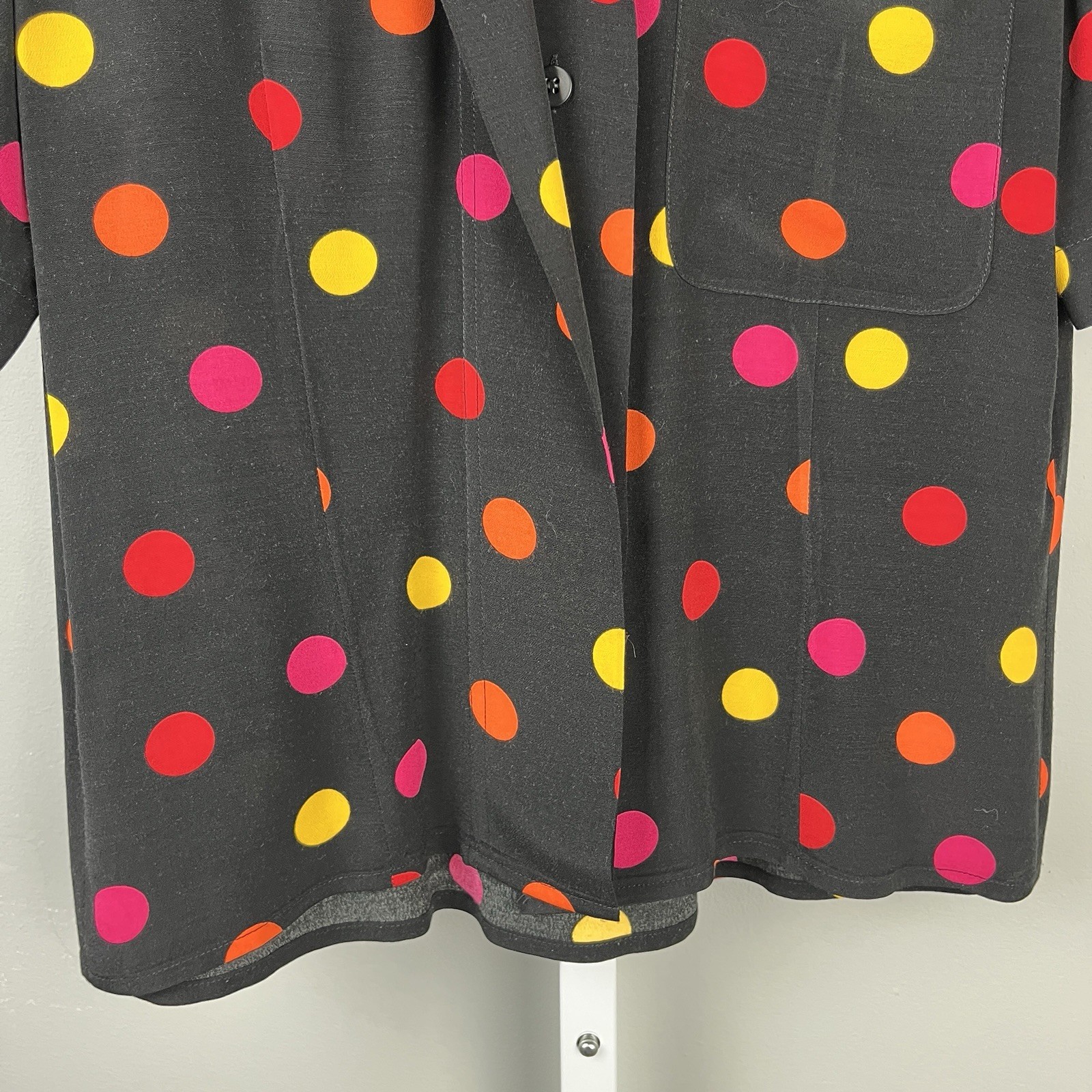 Jones New York Vintage Button Up Shirt Top Womens Size 4 Black Multi Polka Dot