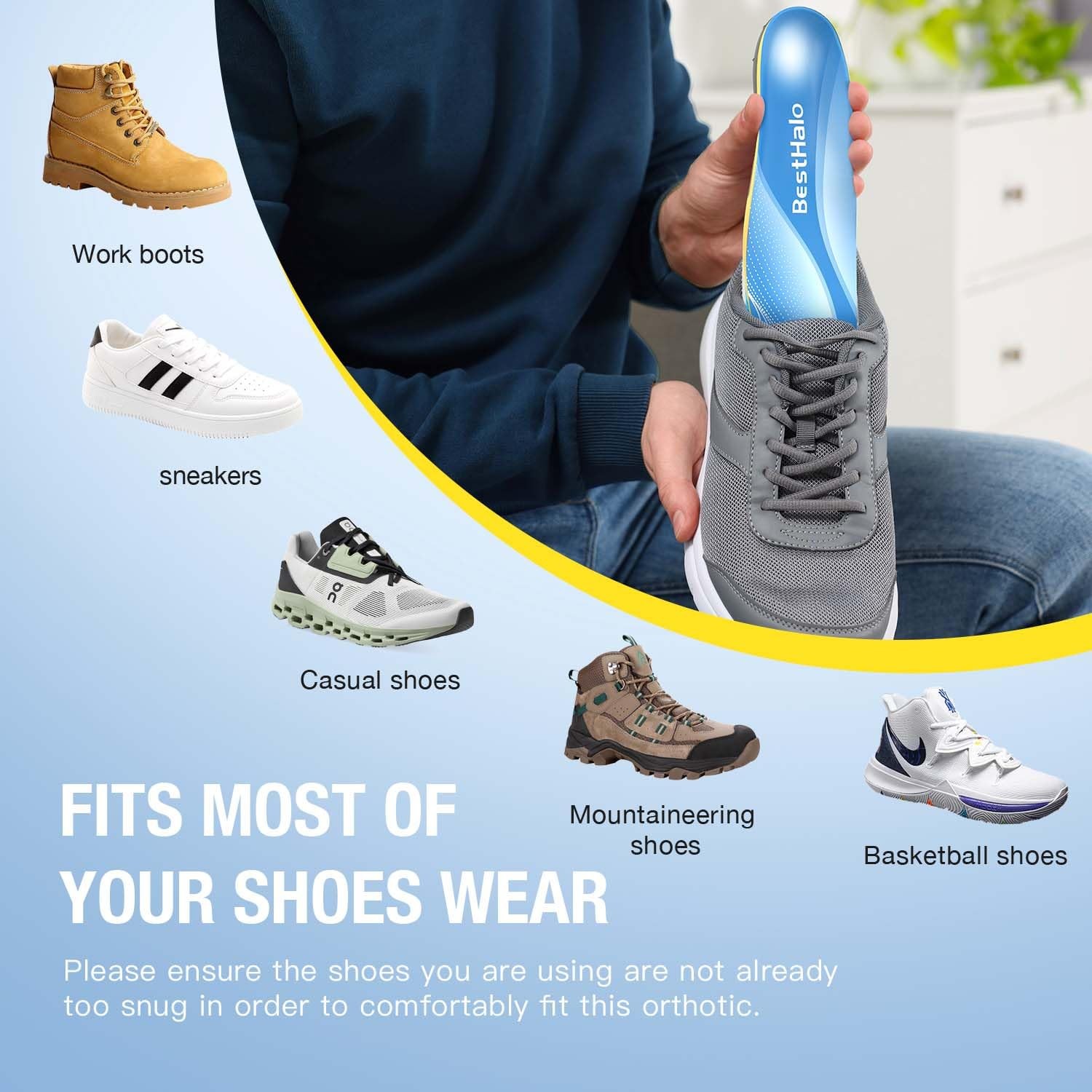 Heavy Duty Plantar Fasciitis Insoles – 220+ lbs High Arch Support Orthotic In…