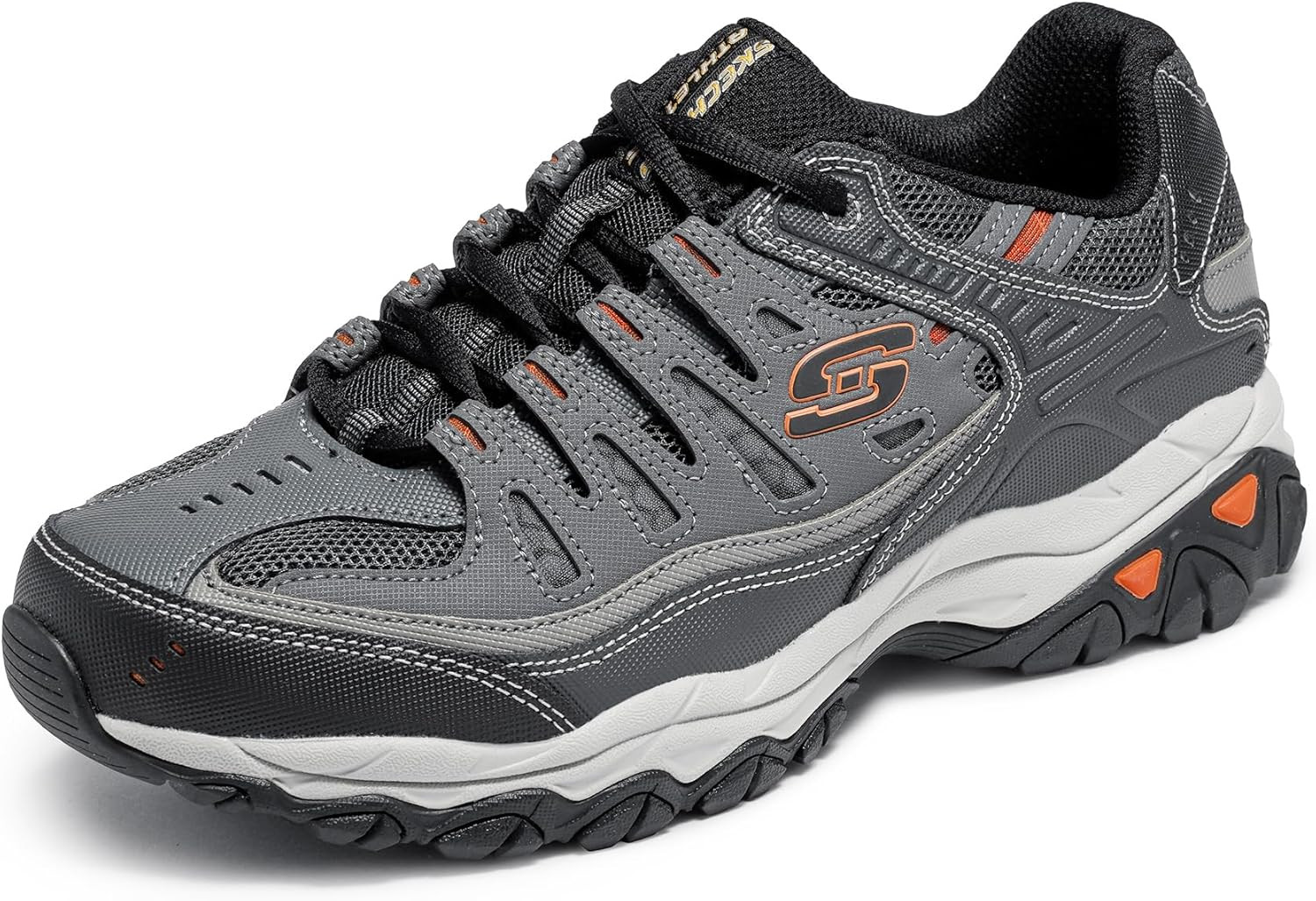 Skechers Men’S Afterburn M. Fit Fashion Sneakers – Leather Upper, Memory Foam In