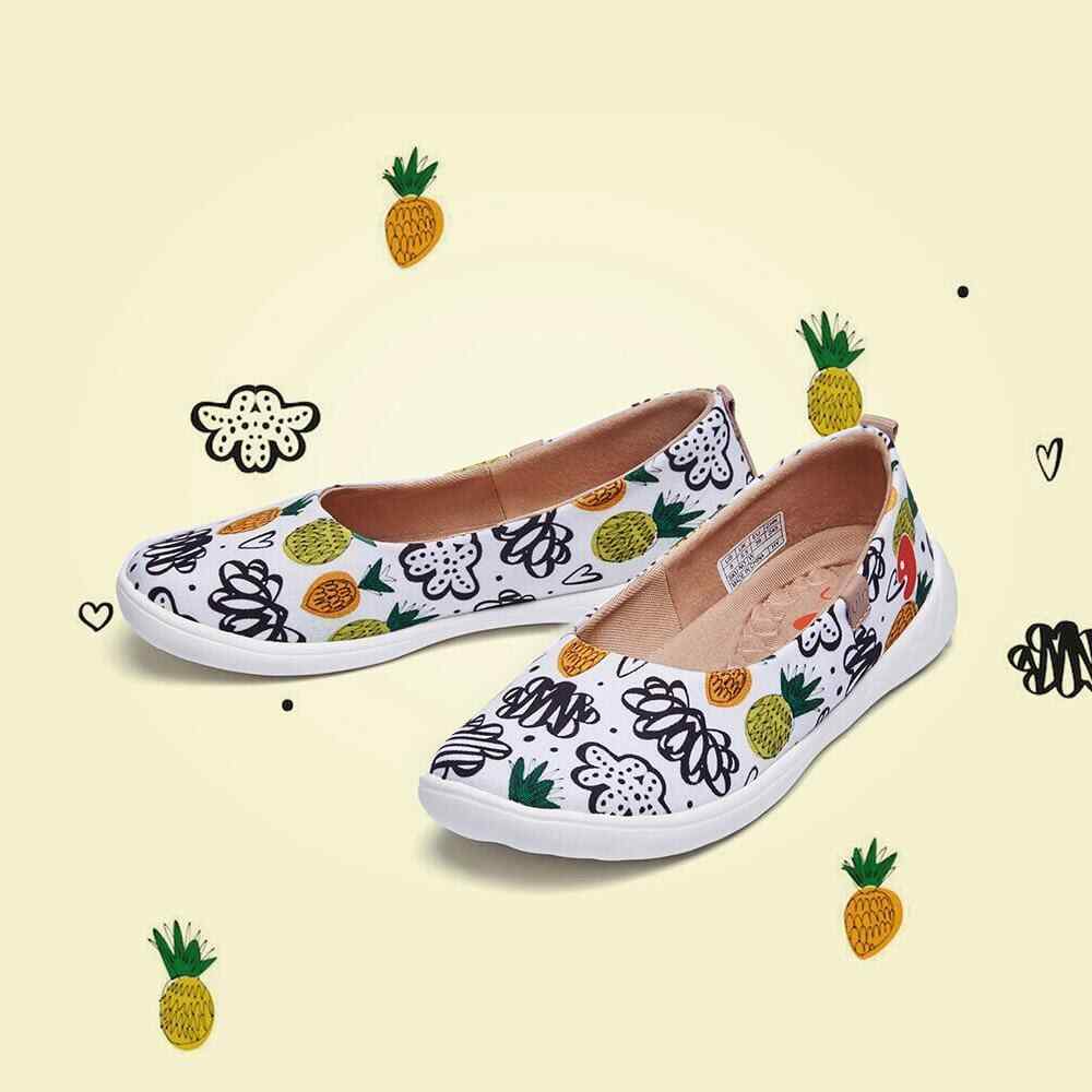 Women Size 5-12 NWT UIN Slip On Shoes Canvas Comfortable “Sweet Pineapple”
