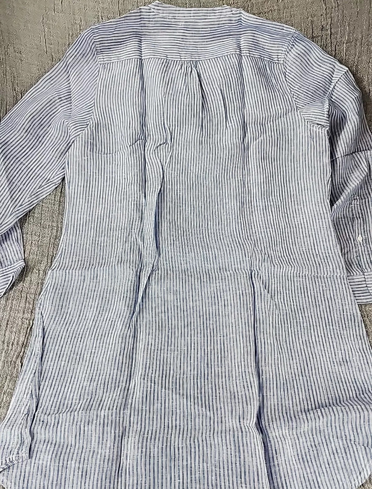 UNTUCKit Constantia Shirt Dress Womens Size 14 Blue Striped Linen NWT Restort