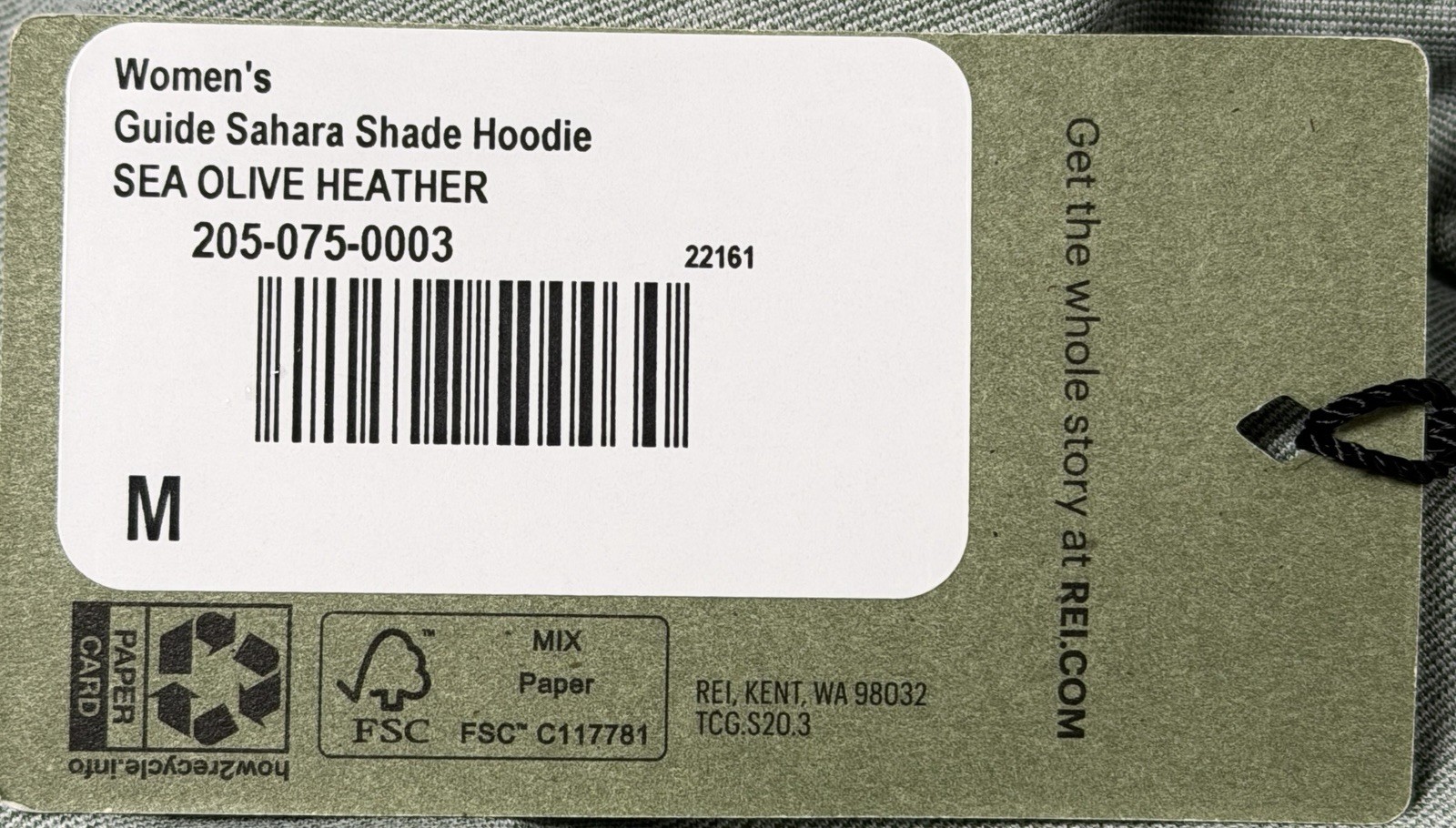 REI Co-op Womens Medium Sahara Shade Hoodie Sea Olive Green Hike Active Top