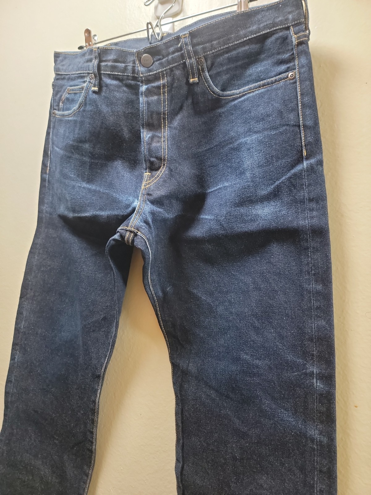 Sz L 36×31 FTC For The City Japan Made Raw Denim Jeans Indigo FADED PATINA GREAT