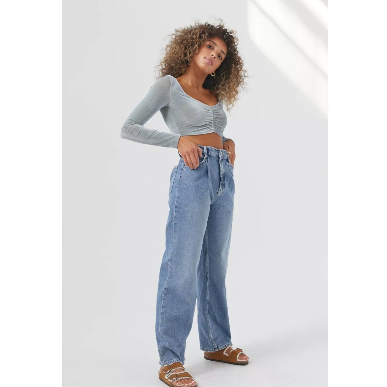 Urban Outfitters Paradox Ruched Cropped Top Blue Medium NWT