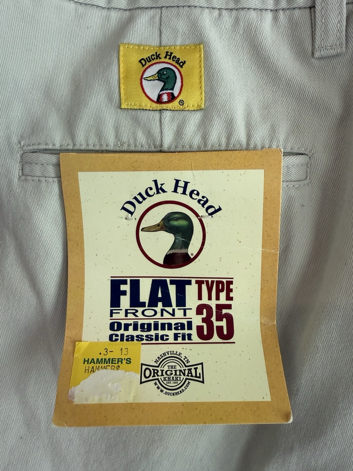 NWT Duck Head Flat Front Type 35 Original Fit Classic Khaki Pants 38×30