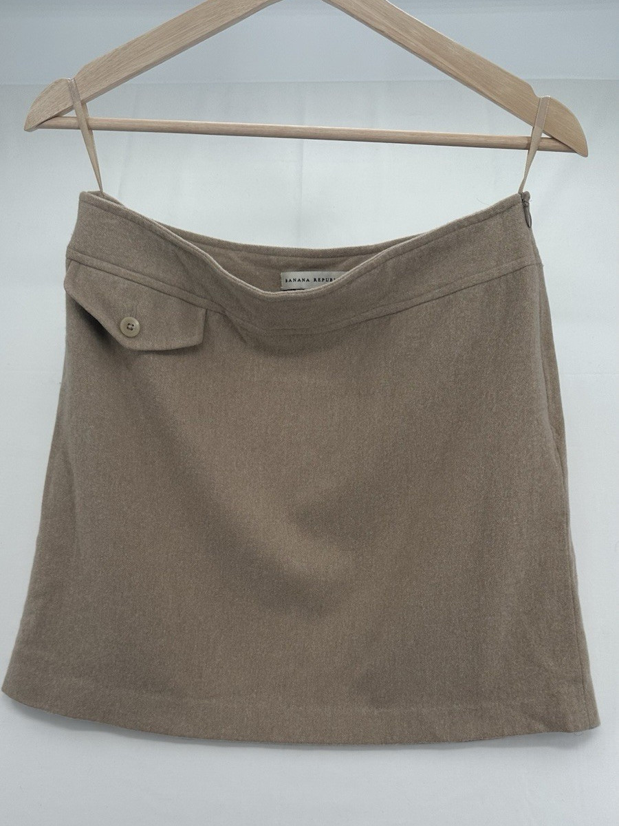 Banana Republic Wool Cashmere Mini Skirt Beige Size 6 Classic A-Line #0205