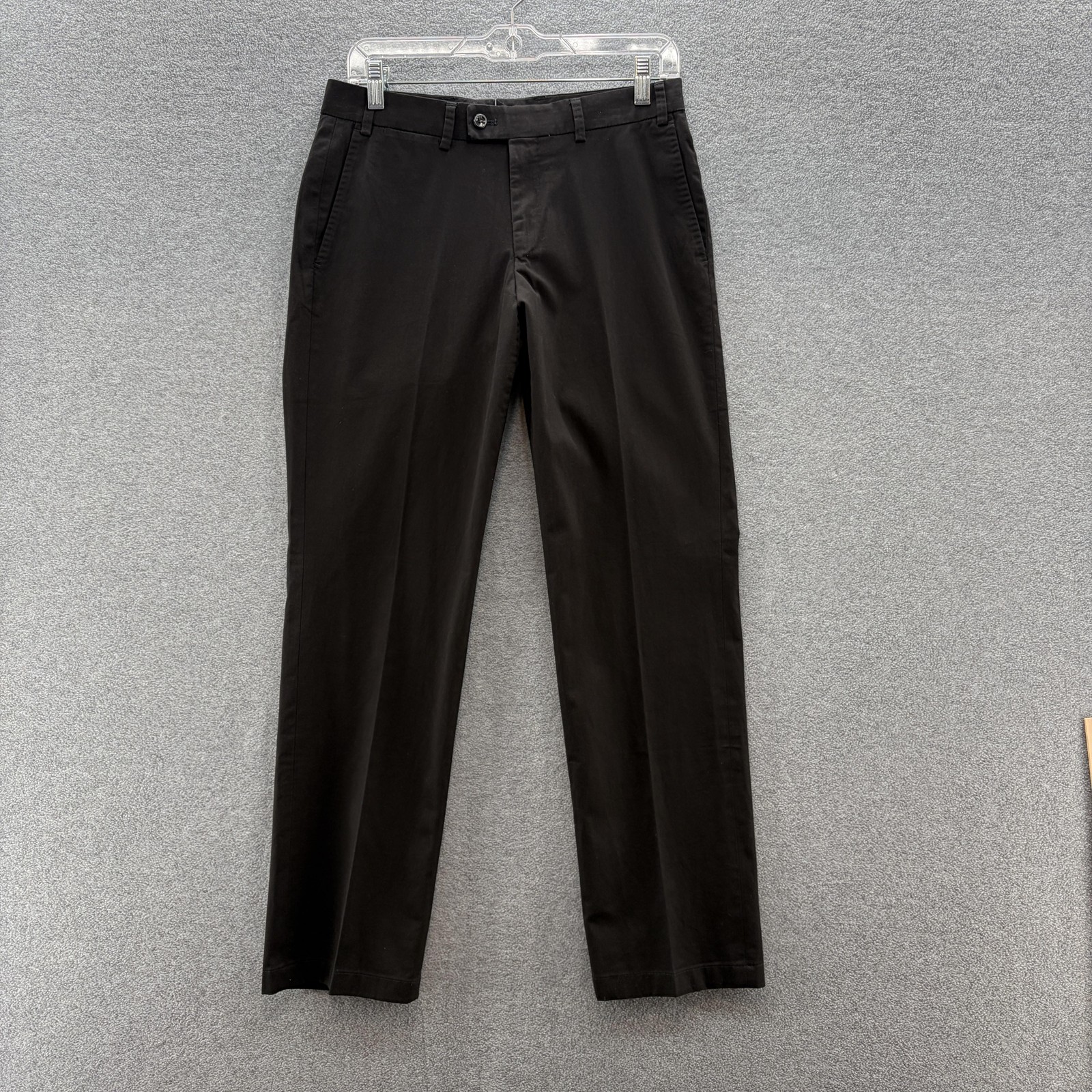 Hiltl Pants Mens 31×29 Black Stretch Chino Parma Dress Flat Front Trousers