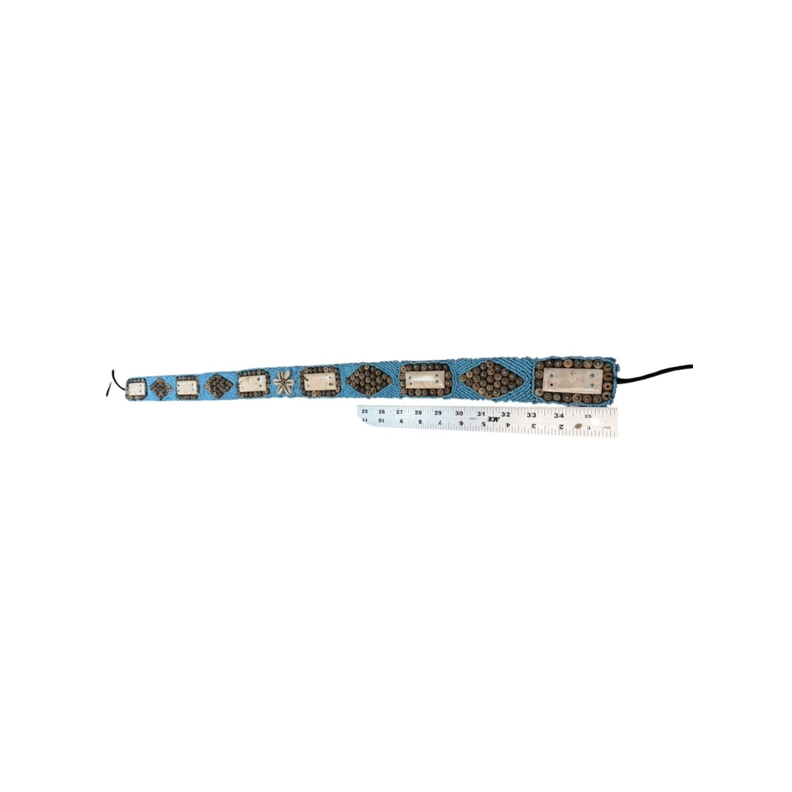 Beaded Blue and Brown Embellished Belt Ties 32” (Not Including Ties)