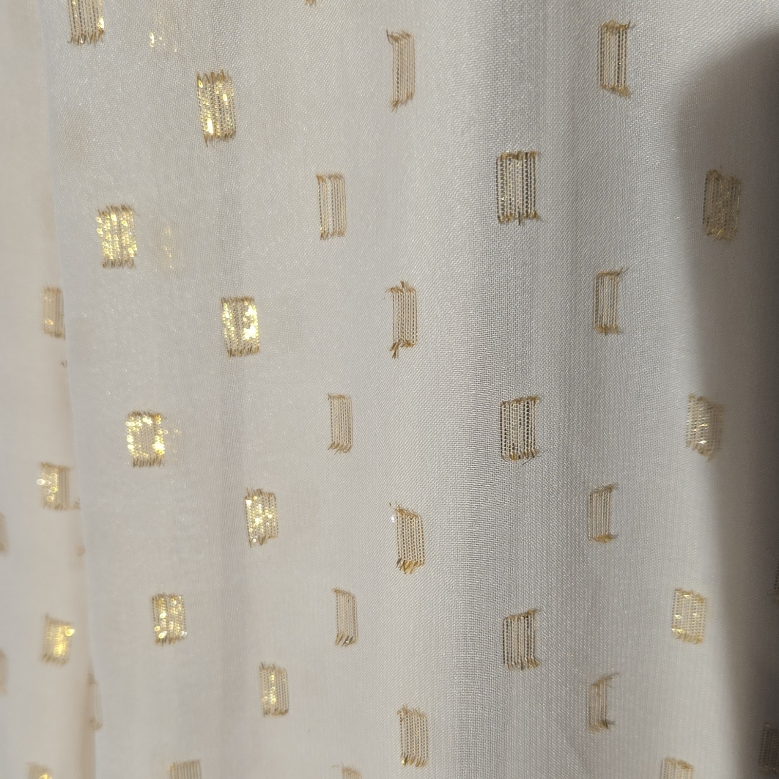 BCX Ivory Gold Metallic Geometric Chiffon Slip Dress S Knee Length Lined