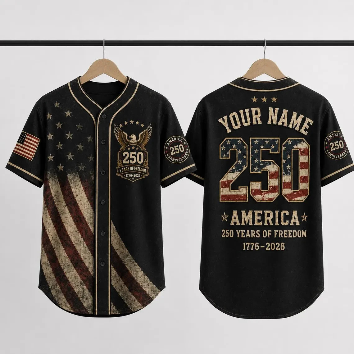 Personalized USA 250th Anniversary Baseball Jersey, Custom Name Number 1776-2026