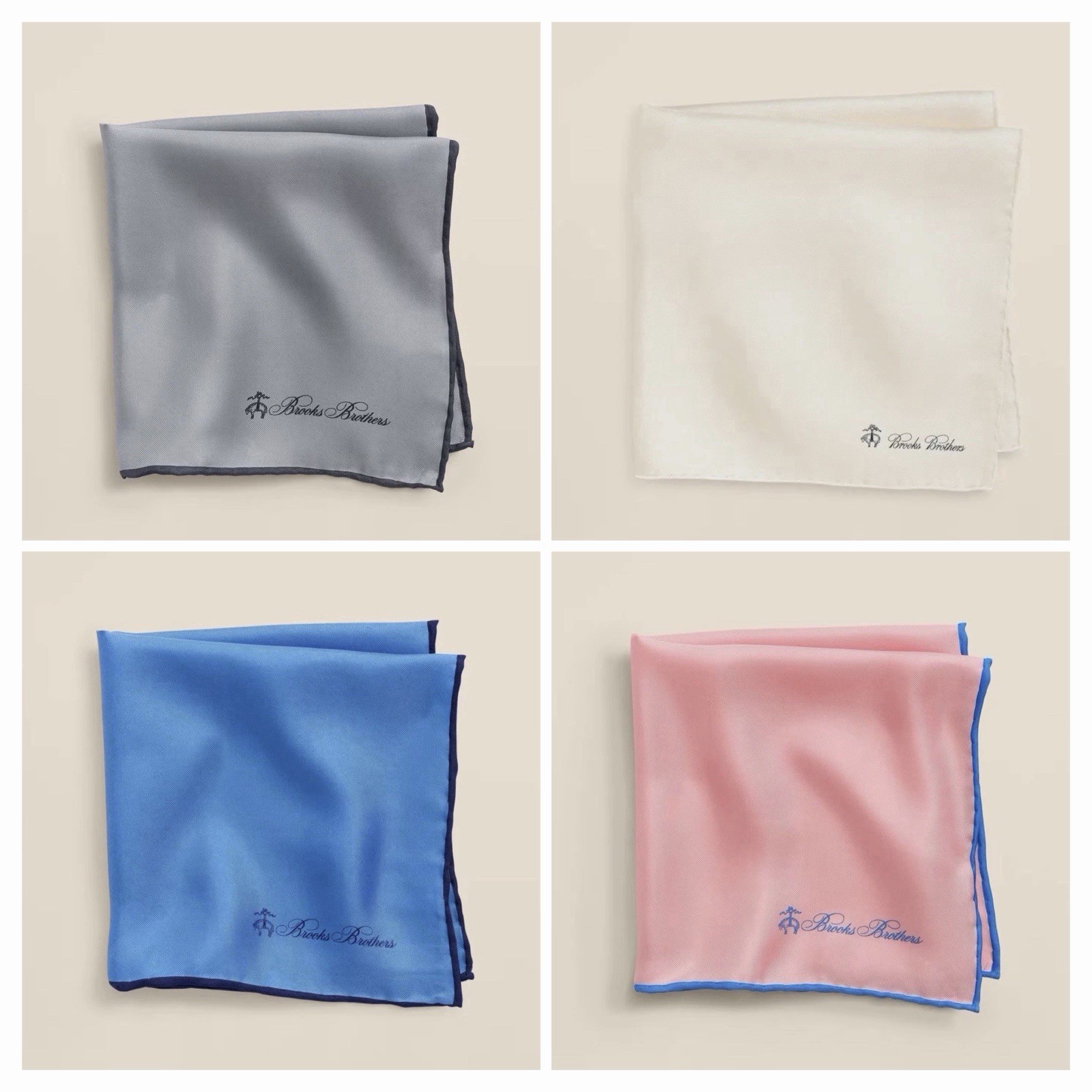 Brooks Brothers “LOT OF 4” Wedding Collection Pocket Square Silk(New-Minor Flaw)