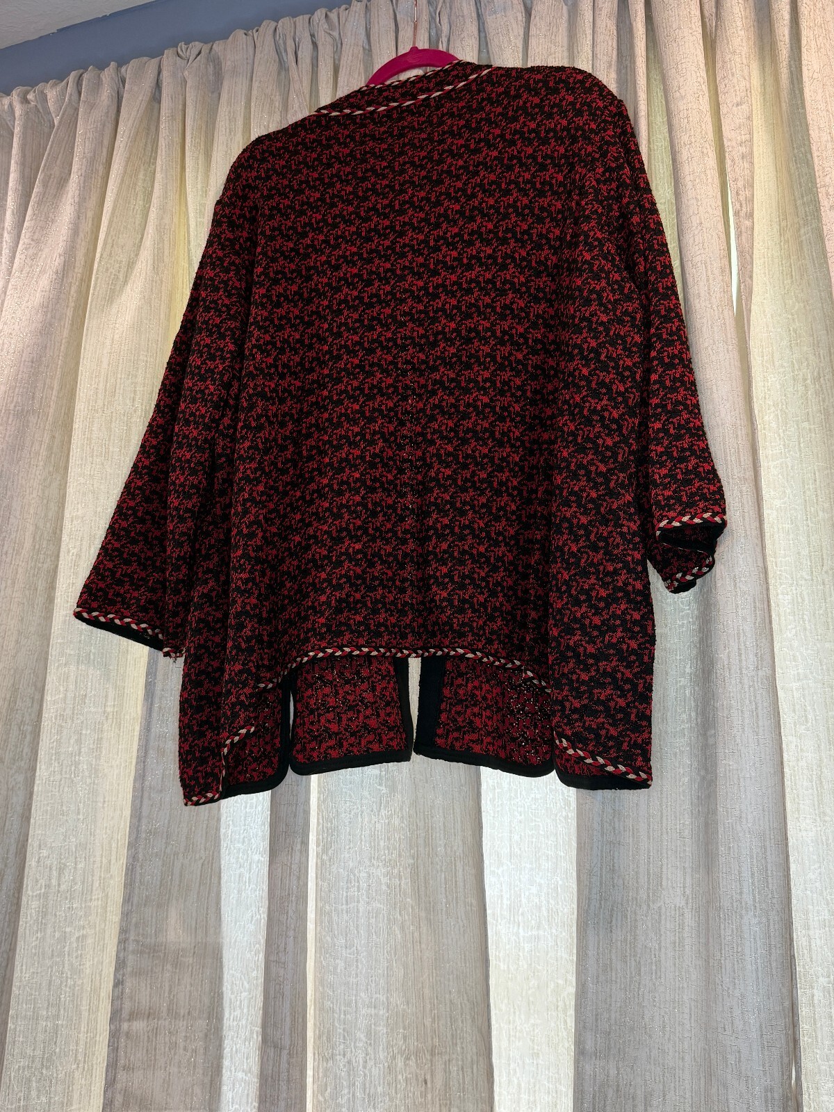 Ming Wang NWOT Red Black Tweed Knit Jacket Blazer 3X