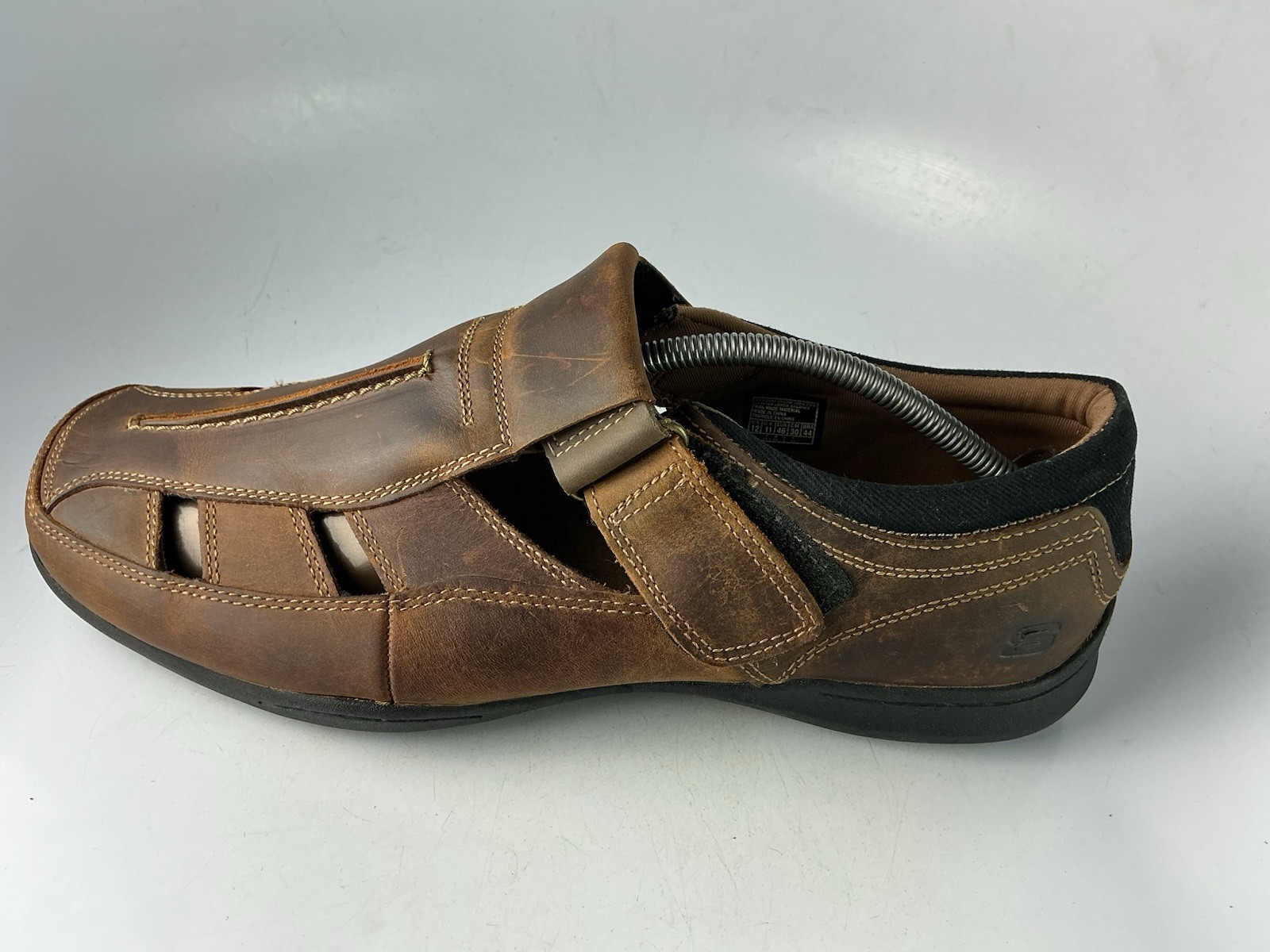 Skechers Men’s Striking Berra Fisherman Leather Sandals Brown Sz 12 US Medium