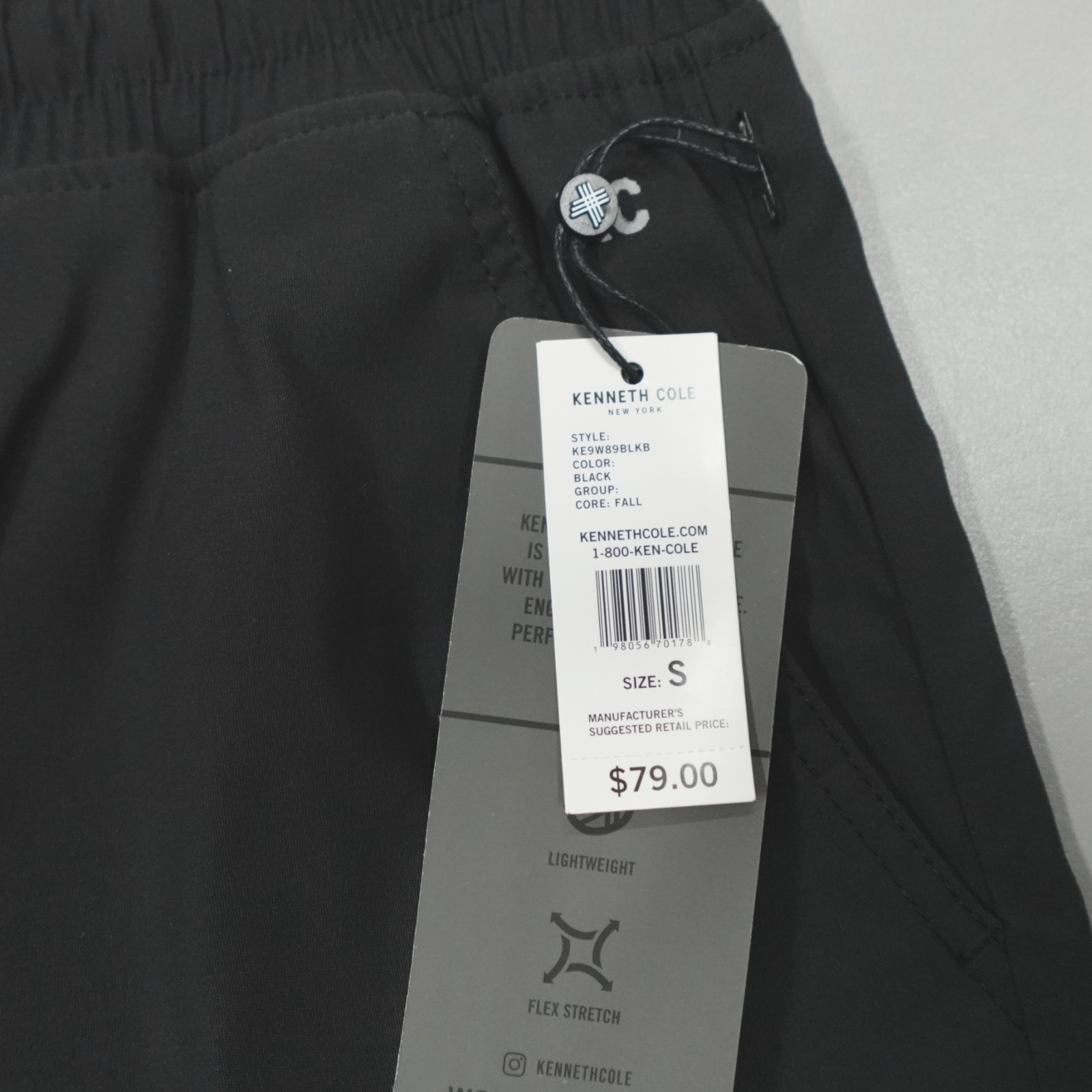 Kenneth Cole Performance Tech Jogger Cargo Tapered Woven Nylon Stretch Black