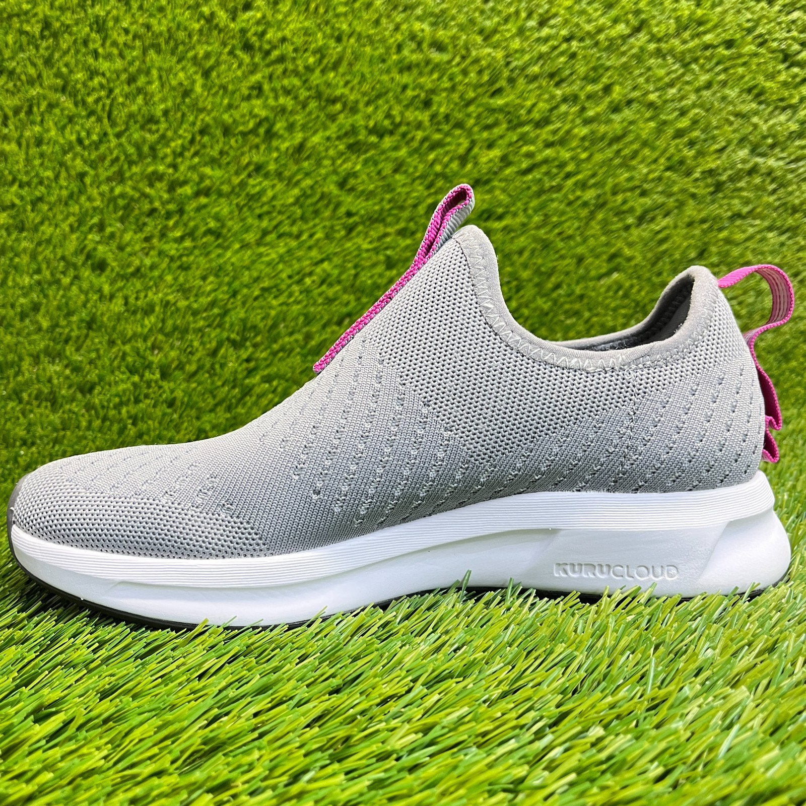 Kuru Atom Womens Size 6.5 Gray Purple Athletic Walking Slip On Shoes Sneakers