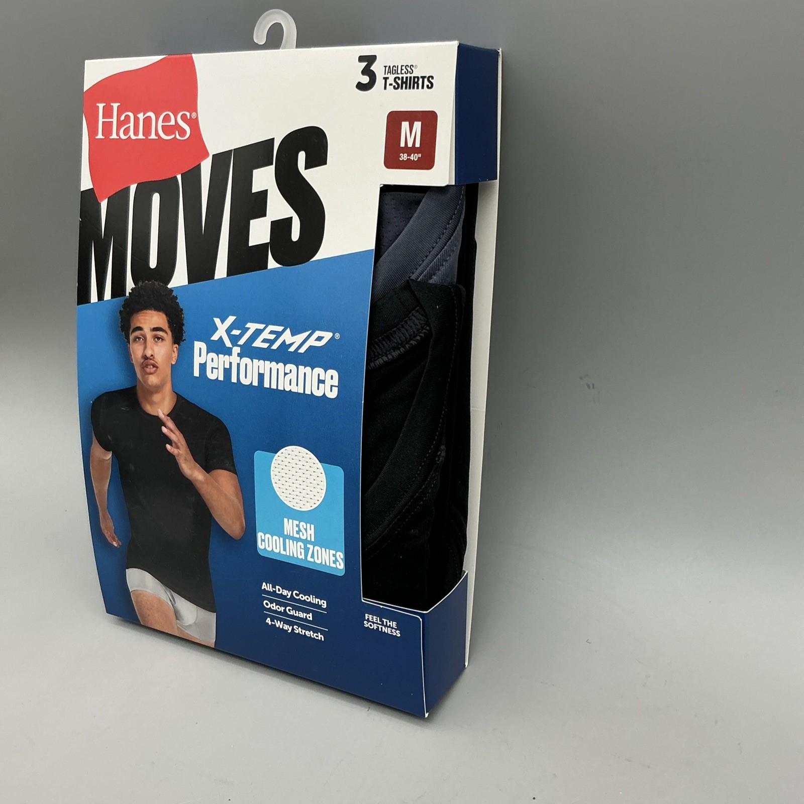3 Pack Hanes Moves X-TEMP Performance Tagless T-shirts Size Medium New