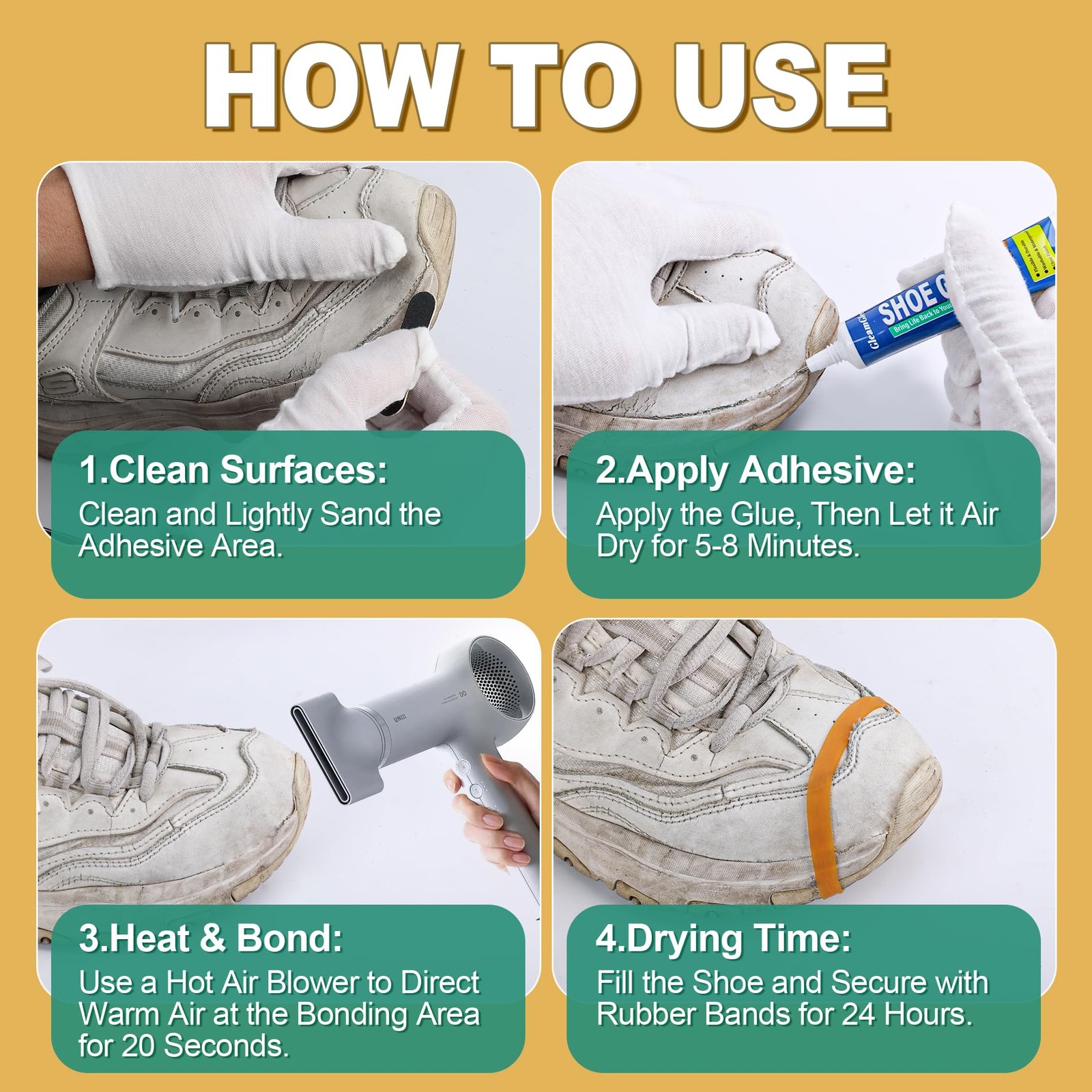 Shoe Glue, Professional Grade Flexible Repair Adhesive – 20ml x 2, Clear
