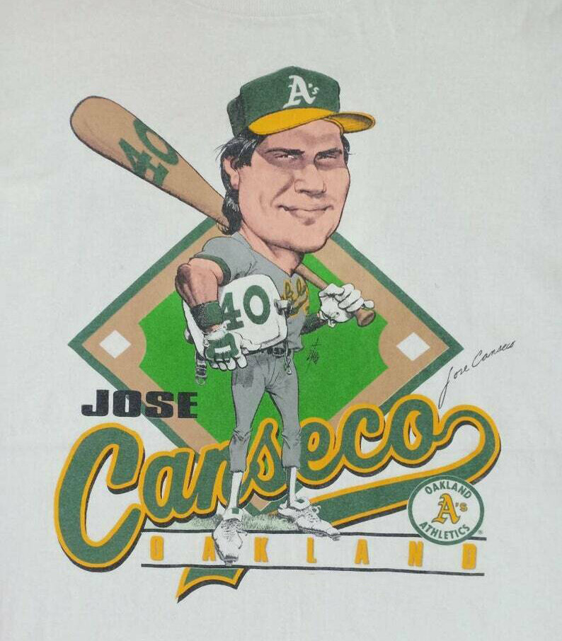 Oakland Athletics Jose Canseco caricature White Unisex All Size Tee Shirt NG2560