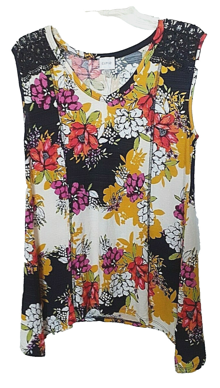 Cupio 95% viscose, 5% spandex multi floral embellished top Size M